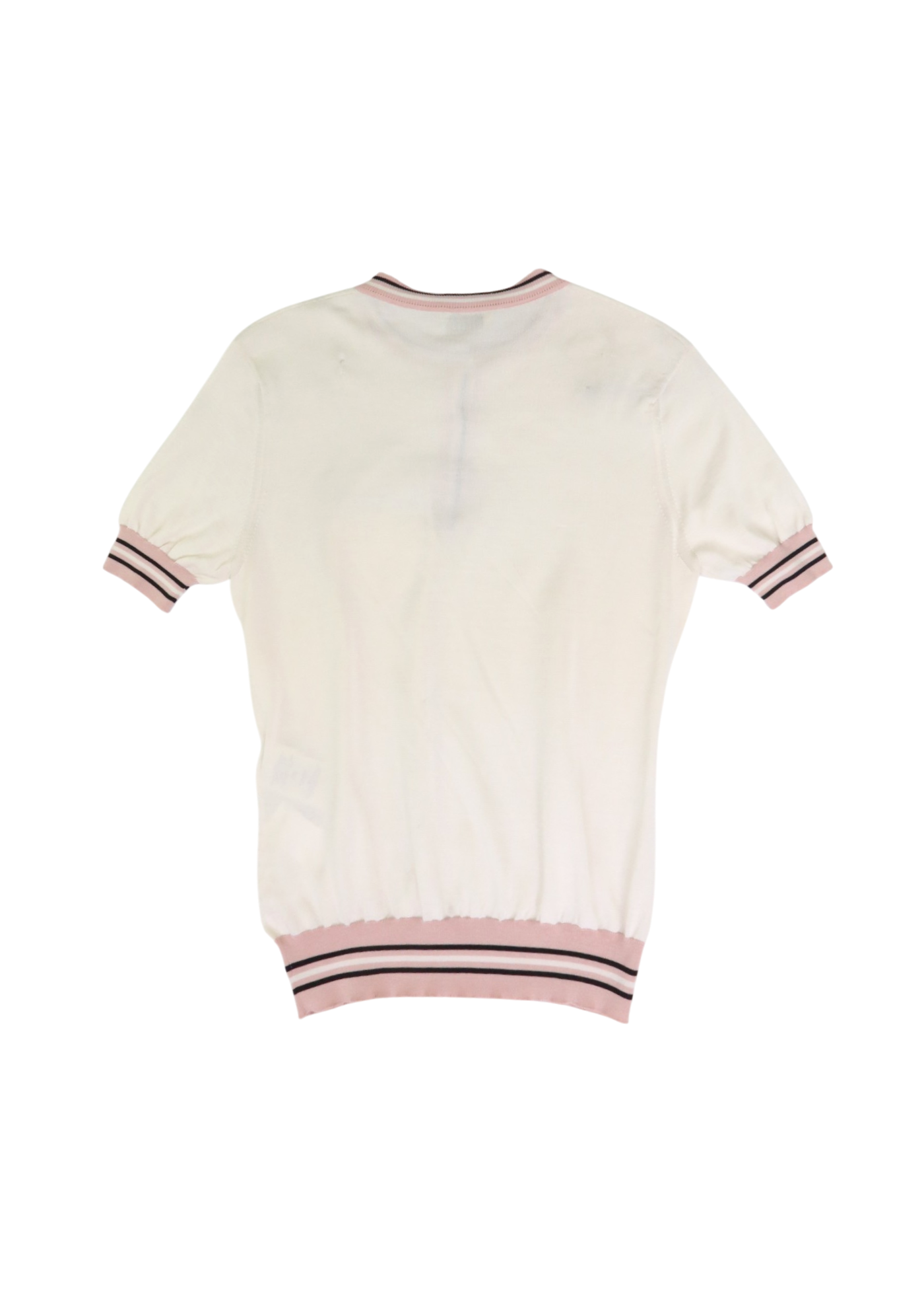 FENDI (AS IS) Cream/Baby Pink Silk Logo Knit Top