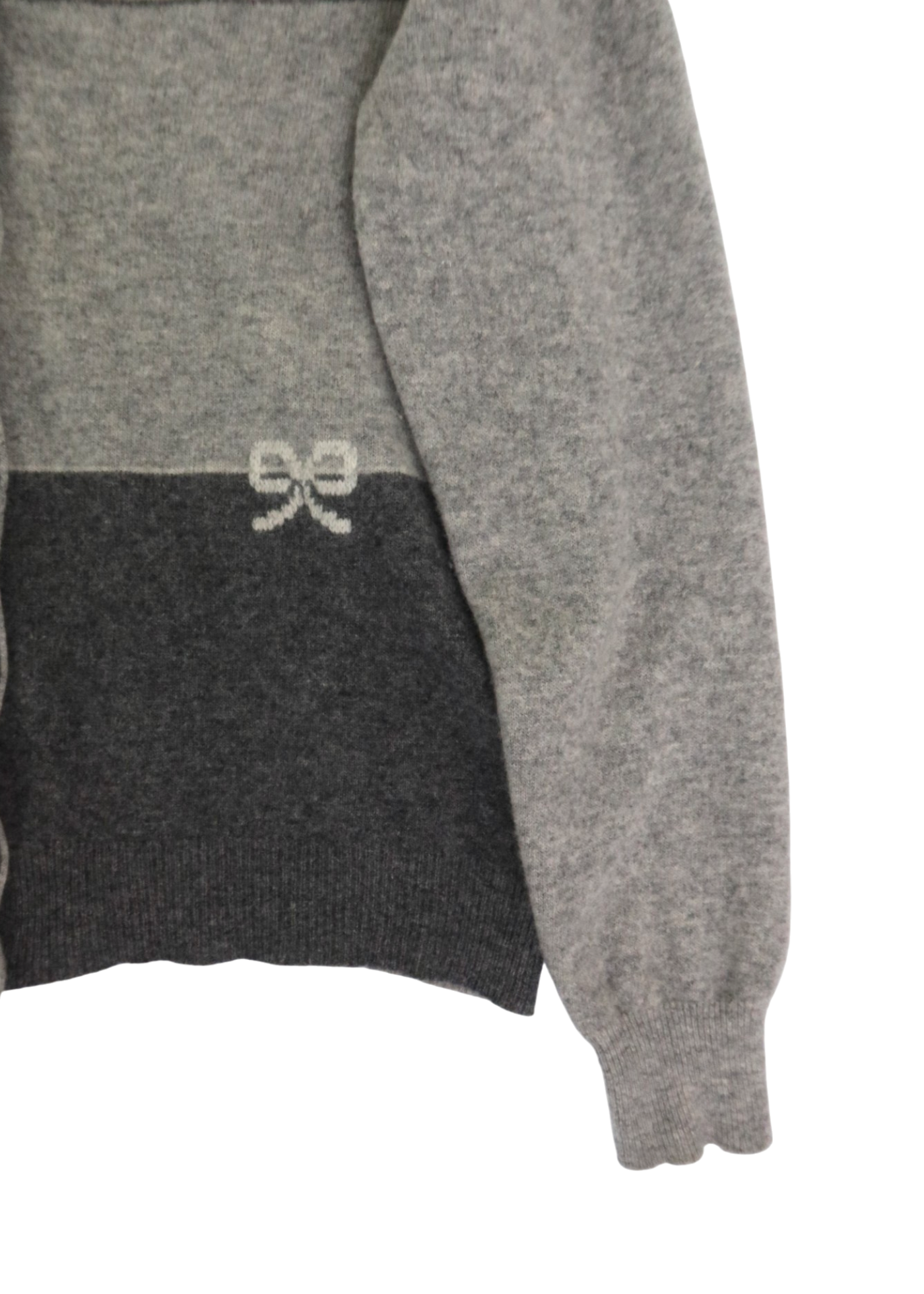 BLUMARINE Grey Wool/Cashmere Bow Intarsia Knit