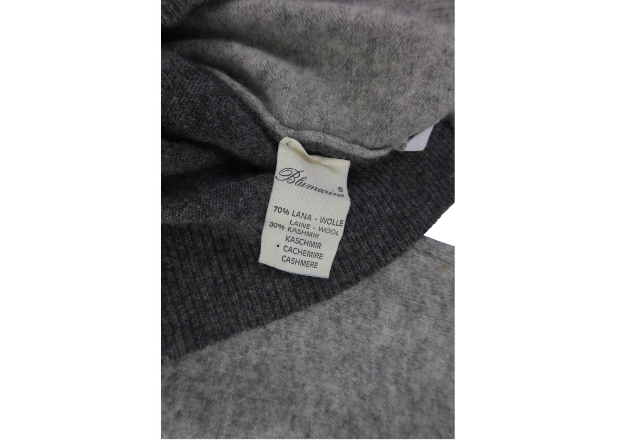 BLUMARINE Grey Wool/Cashmere Bow Intarsia Knit