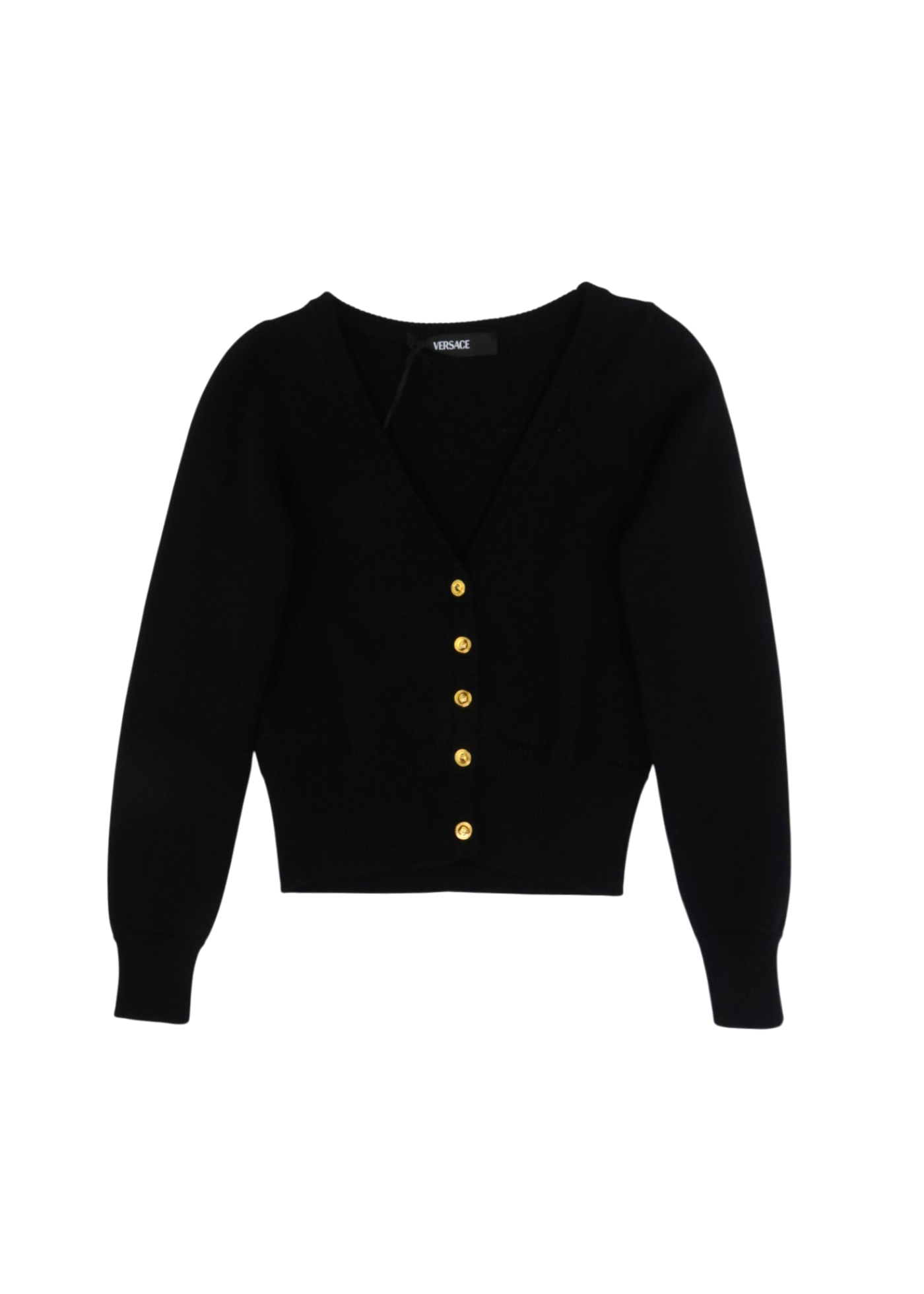 VERSACE (NWT) Black 'Essential Serie' Wool Cardigan