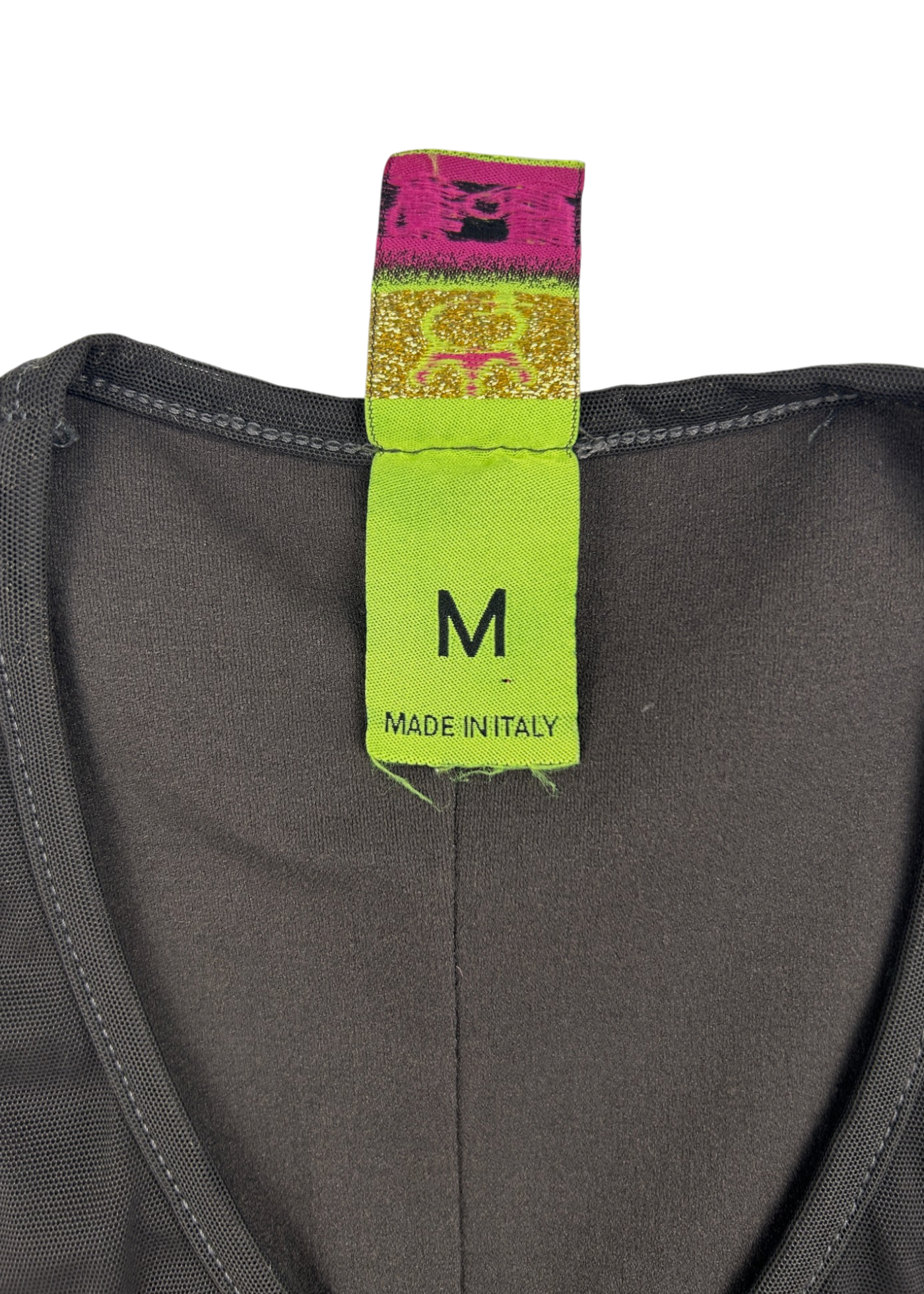 SAVE THE QUEEN Vintage Grey Printed/Beaded Mesh Double Layer Singlet