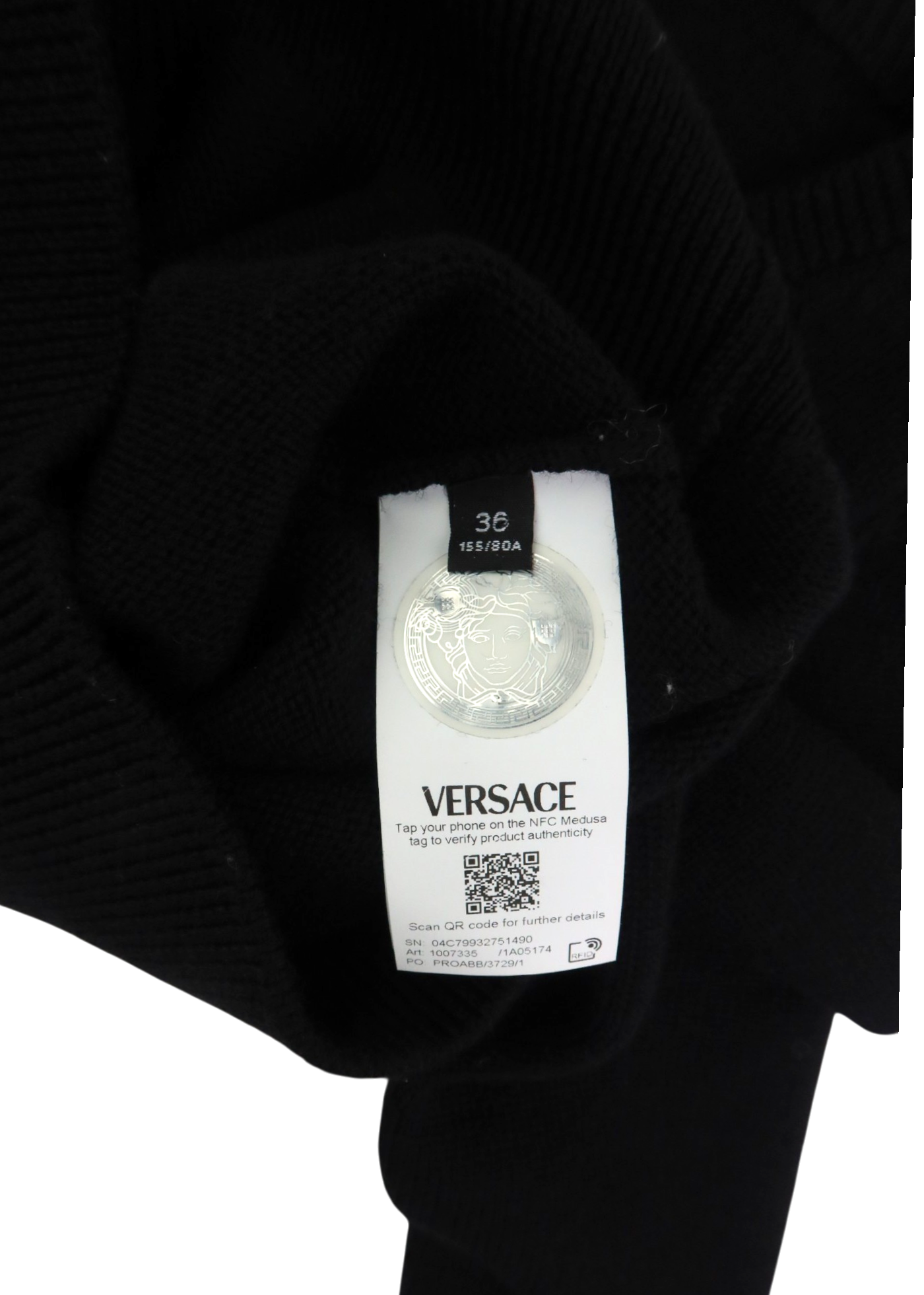 VERSACE (NWT) Black 'Essential Serie' Wool Cardigan