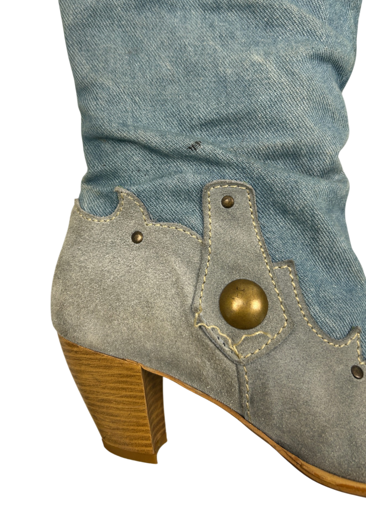 UNLABELLED (AS IS) Denim Slouchy Pointed Western Boots