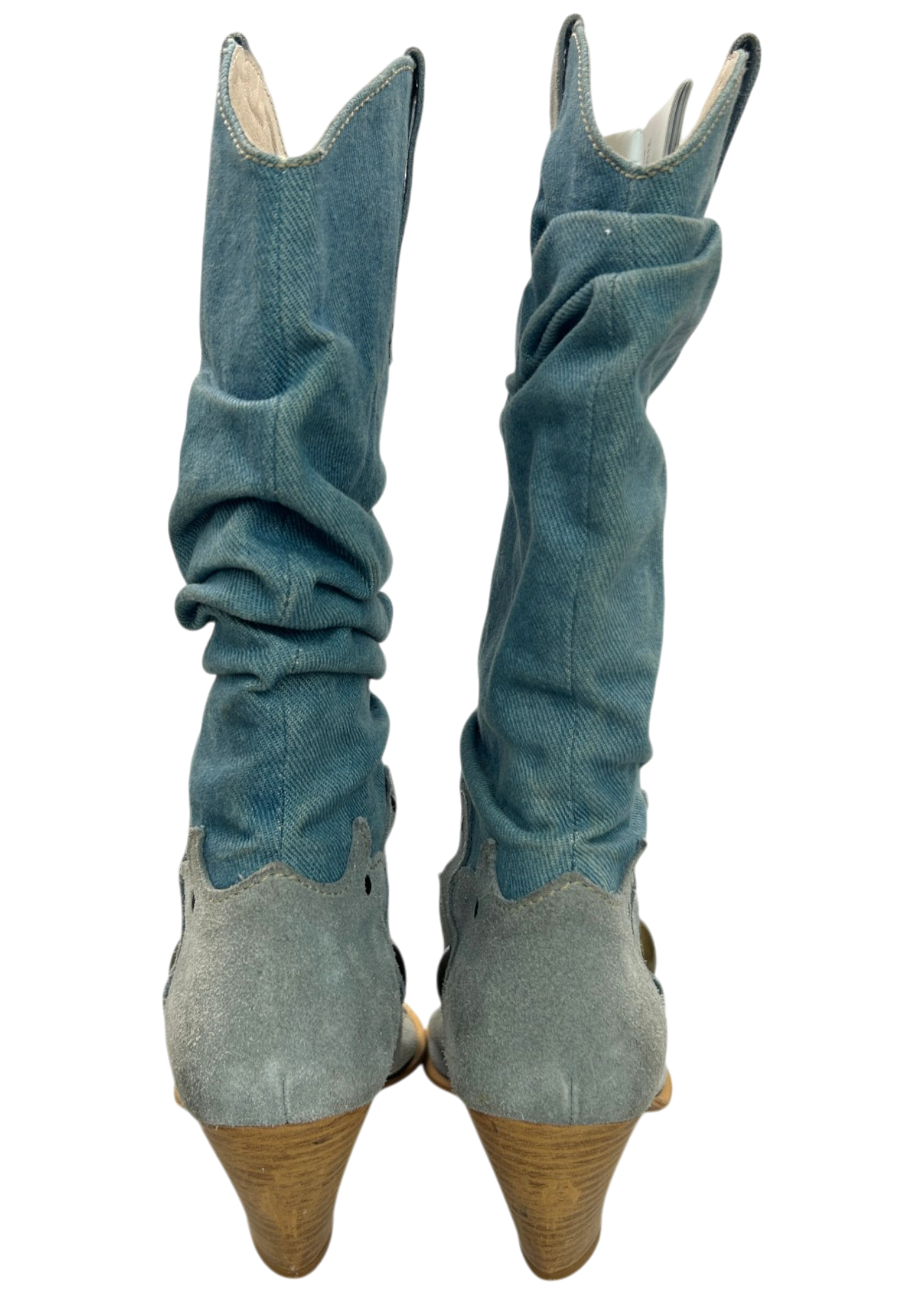 UNLABELLED (AS IS) Denim Slouchy Pointed Western Boots