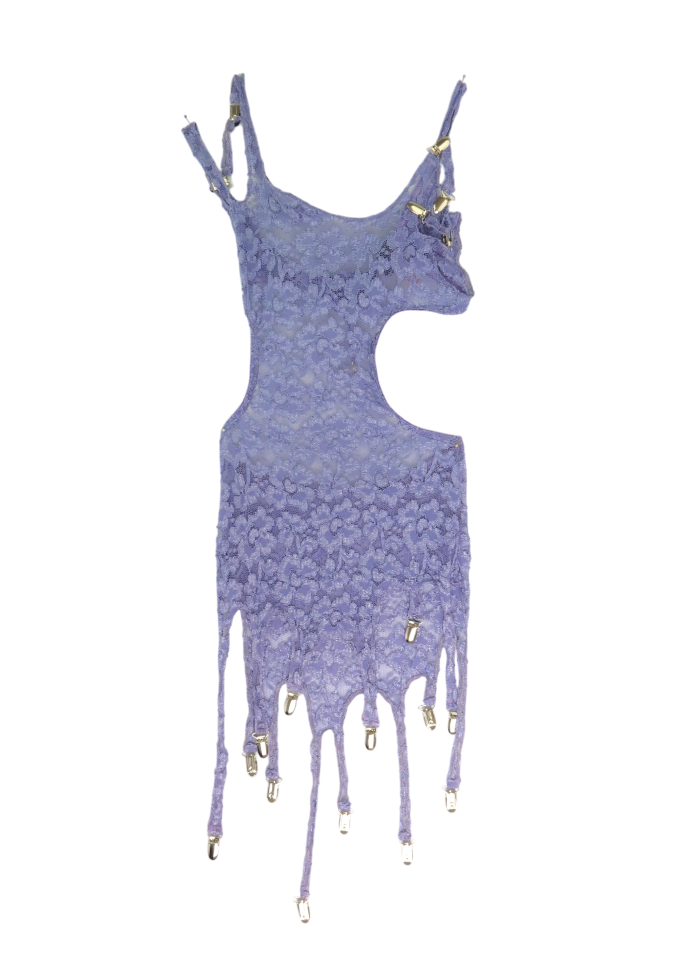 GEM DADDY SLIM 'Girl Mess' Periwinkle Lace Multi Garter Strap Mini Dress