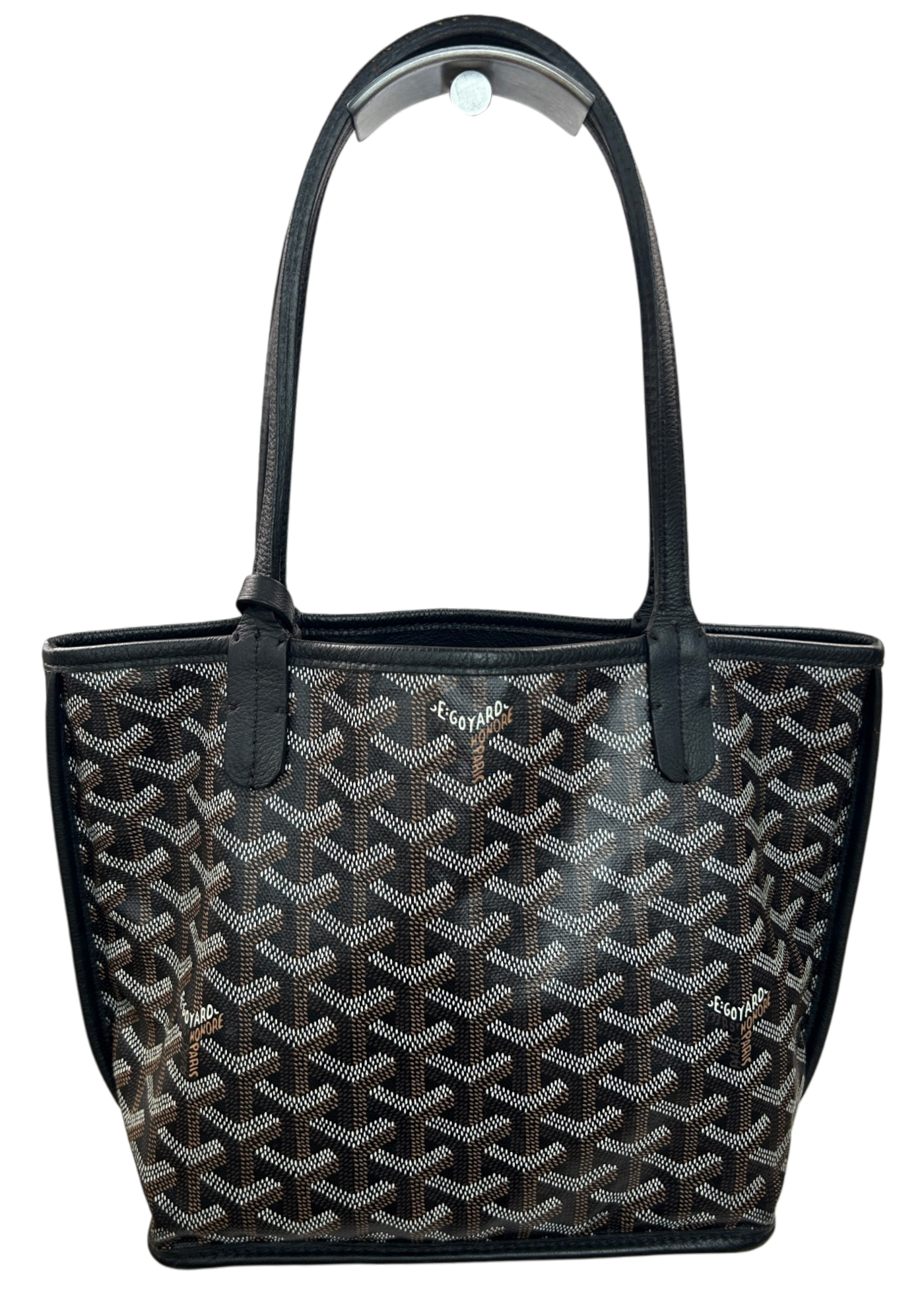 GOYARD (AS IS) 2018 Goyardine Anjou Mini Leather Reversible Tote W/ Pouchette