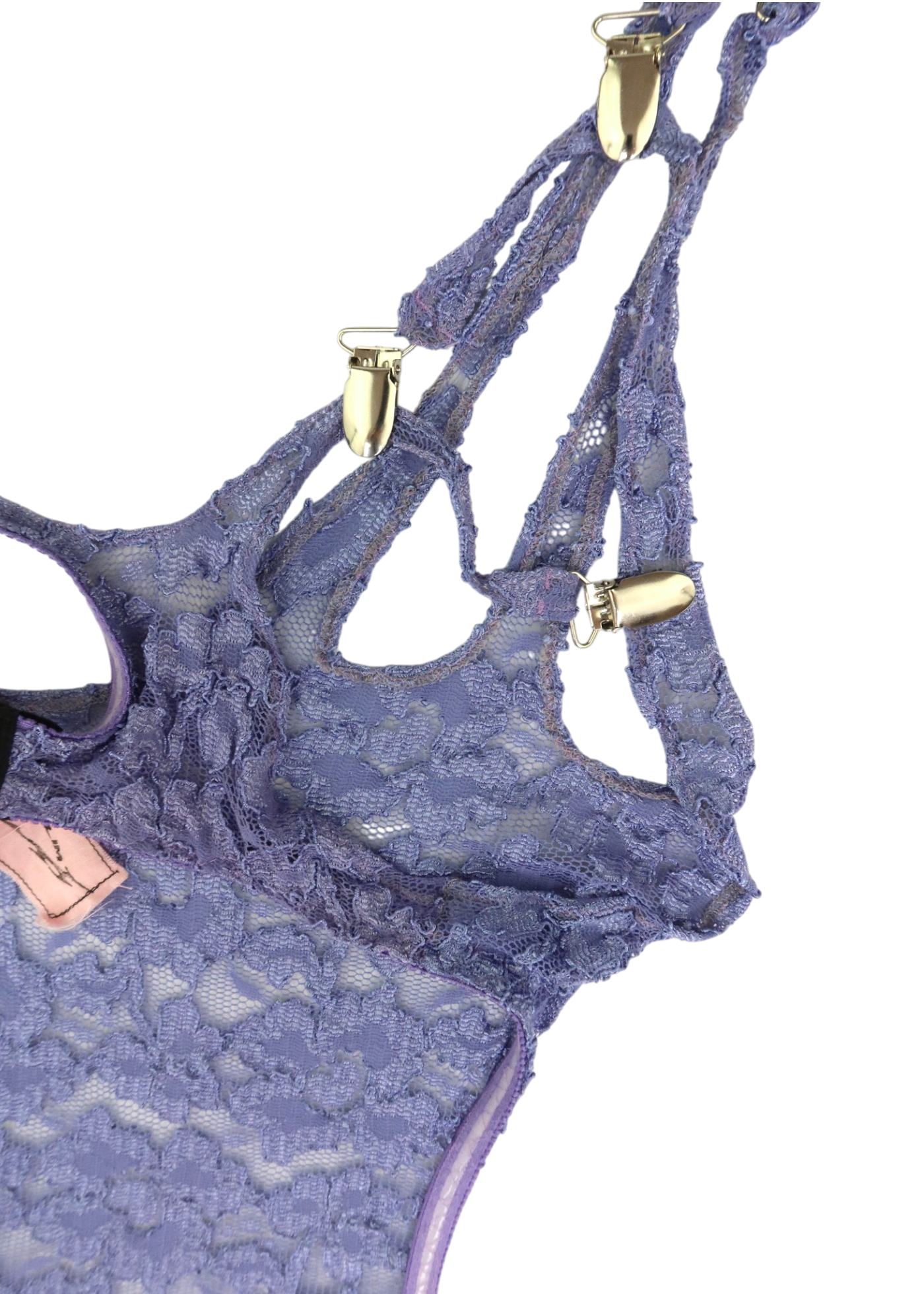 GEM DADDY SLIM 'Girl Mess' Periwinkle Lace Multi Garter Strap Mini Dress