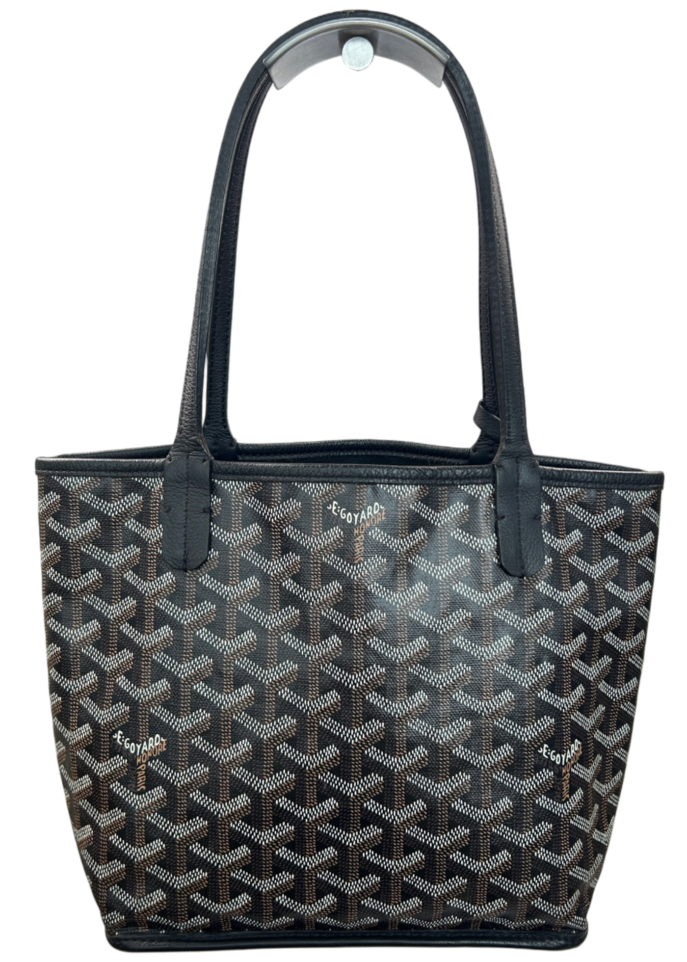 GOYARD (AS IS) 2018 Goyardine Anjou Mini Leather Reversible Tote W/ Pouchette