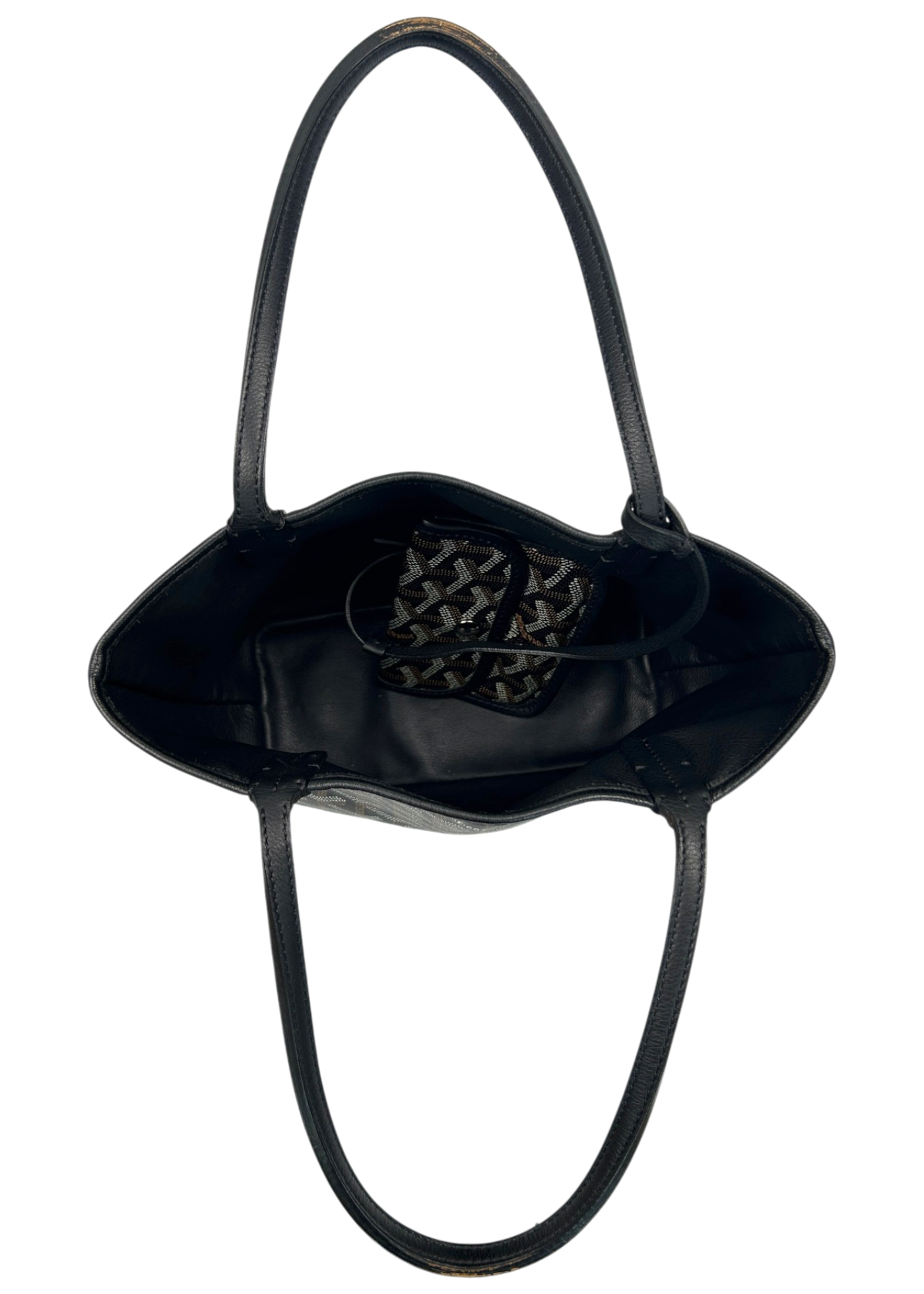 GOYARD (AS IS) 2018 Goyardine Anjou Mini Leather Reversible Tote W/ Pouchette