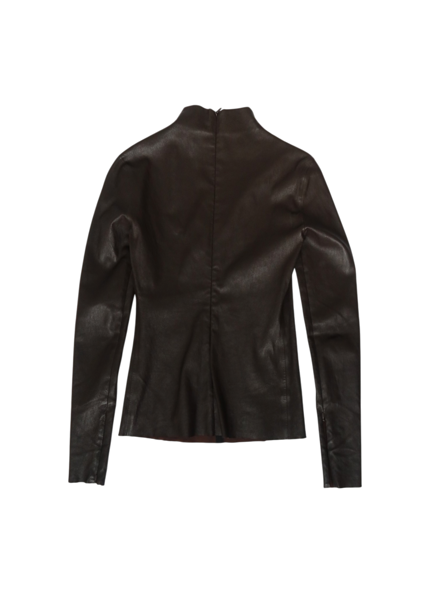BOTTEGA VENETA Pre-Spring 2020 Brown Leather Mock Neck