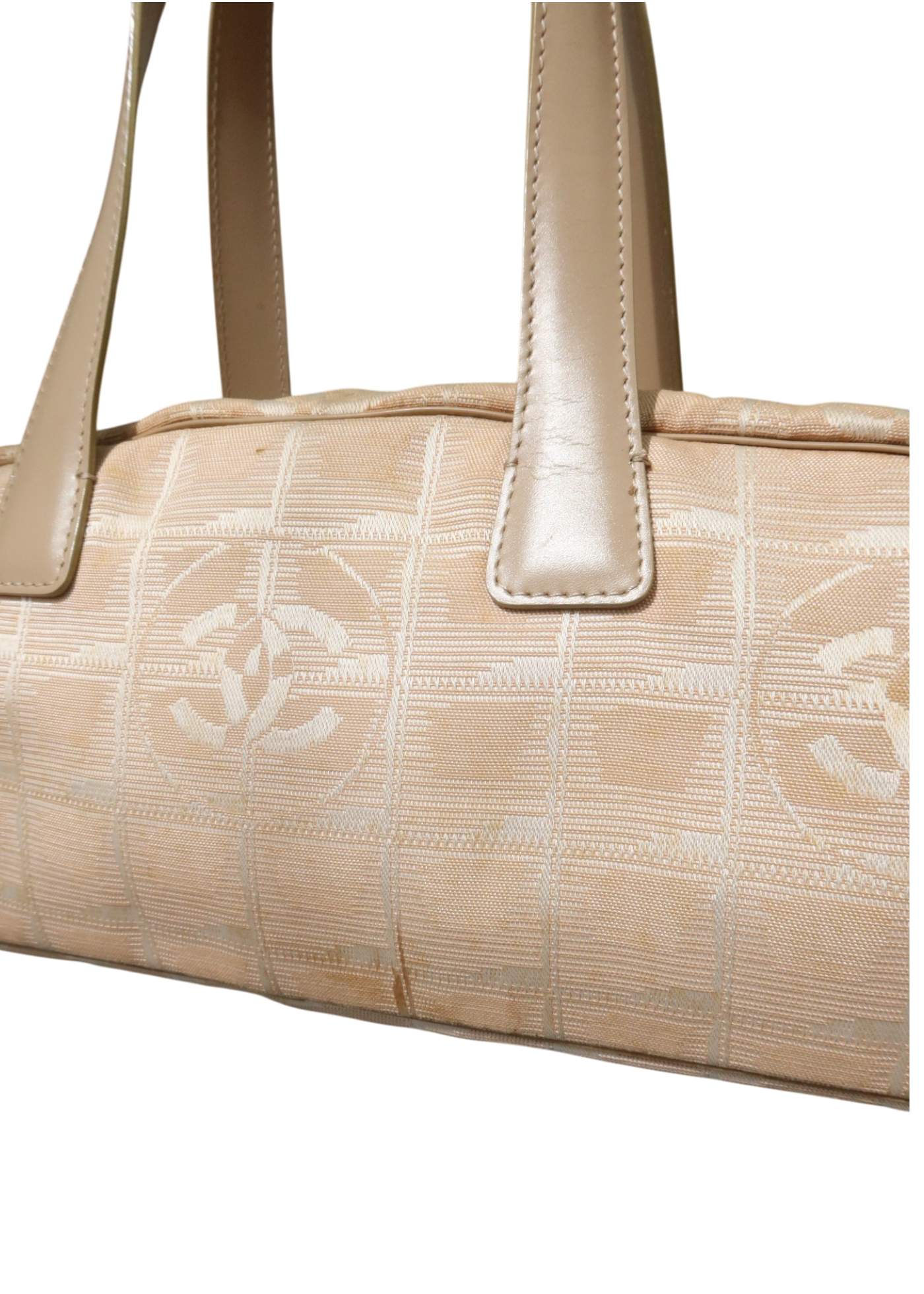 CHANEL (AS IS) Travel Line Beige CC Jacquard Bowler