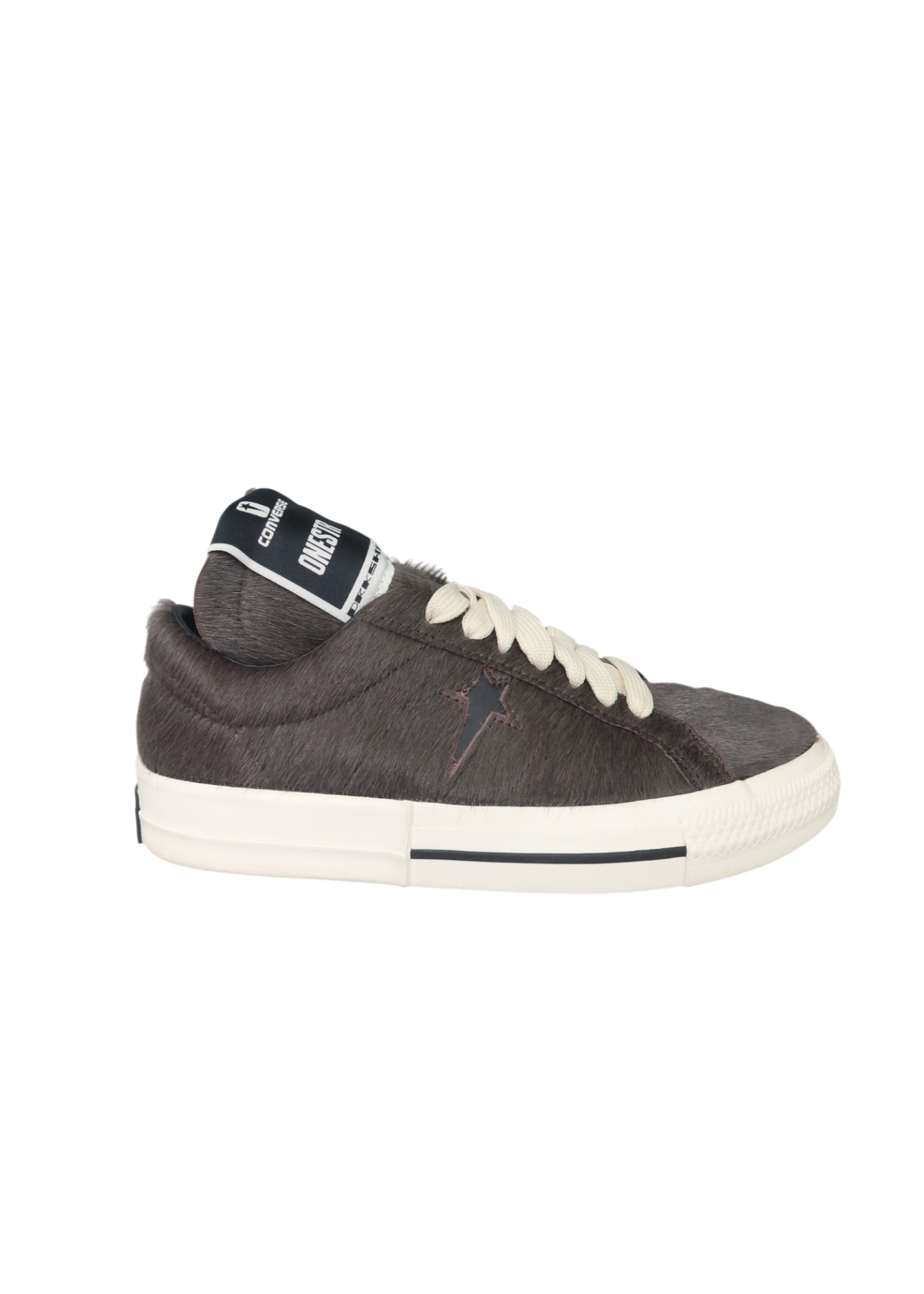 CONVERSE X RICK OWENS 'Onestar' Grey Calf Hair Oversized Tongue Sneaker