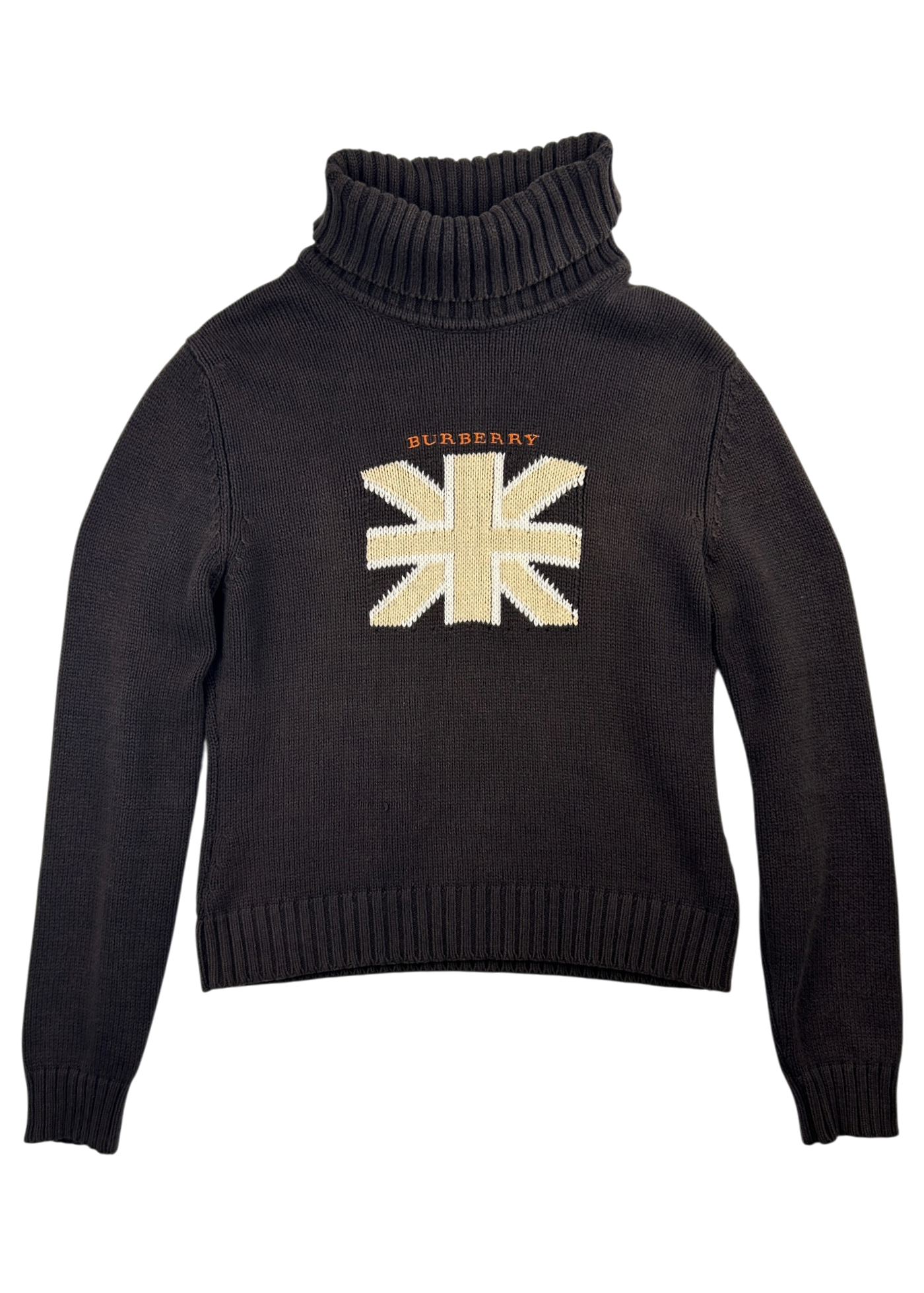BURBERRY VINTAGE (AS IS) Brown Union Jack Turtleneck