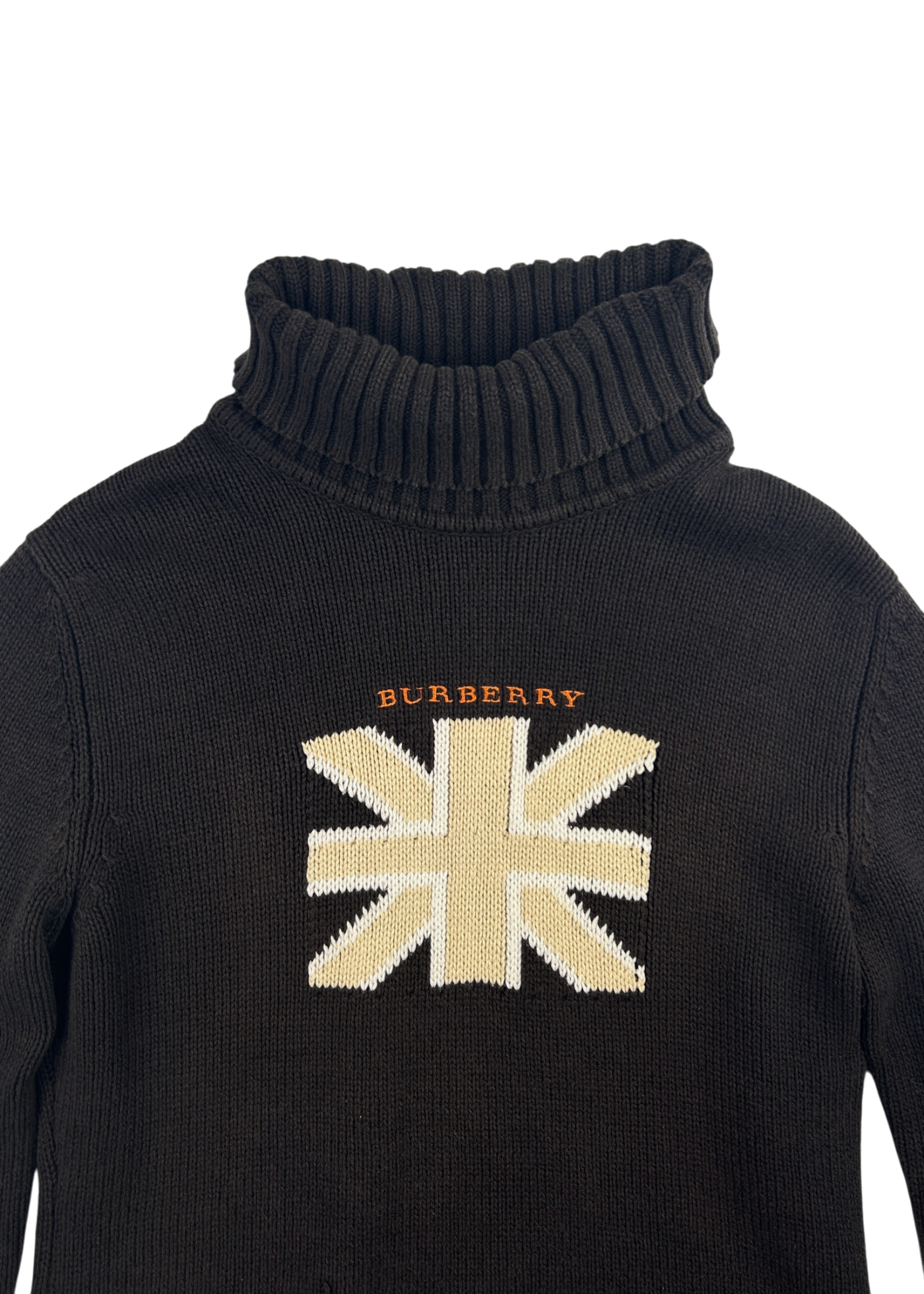 BURBERRY VINTAGE (AS IS) Brown Union Jack Turtleneck