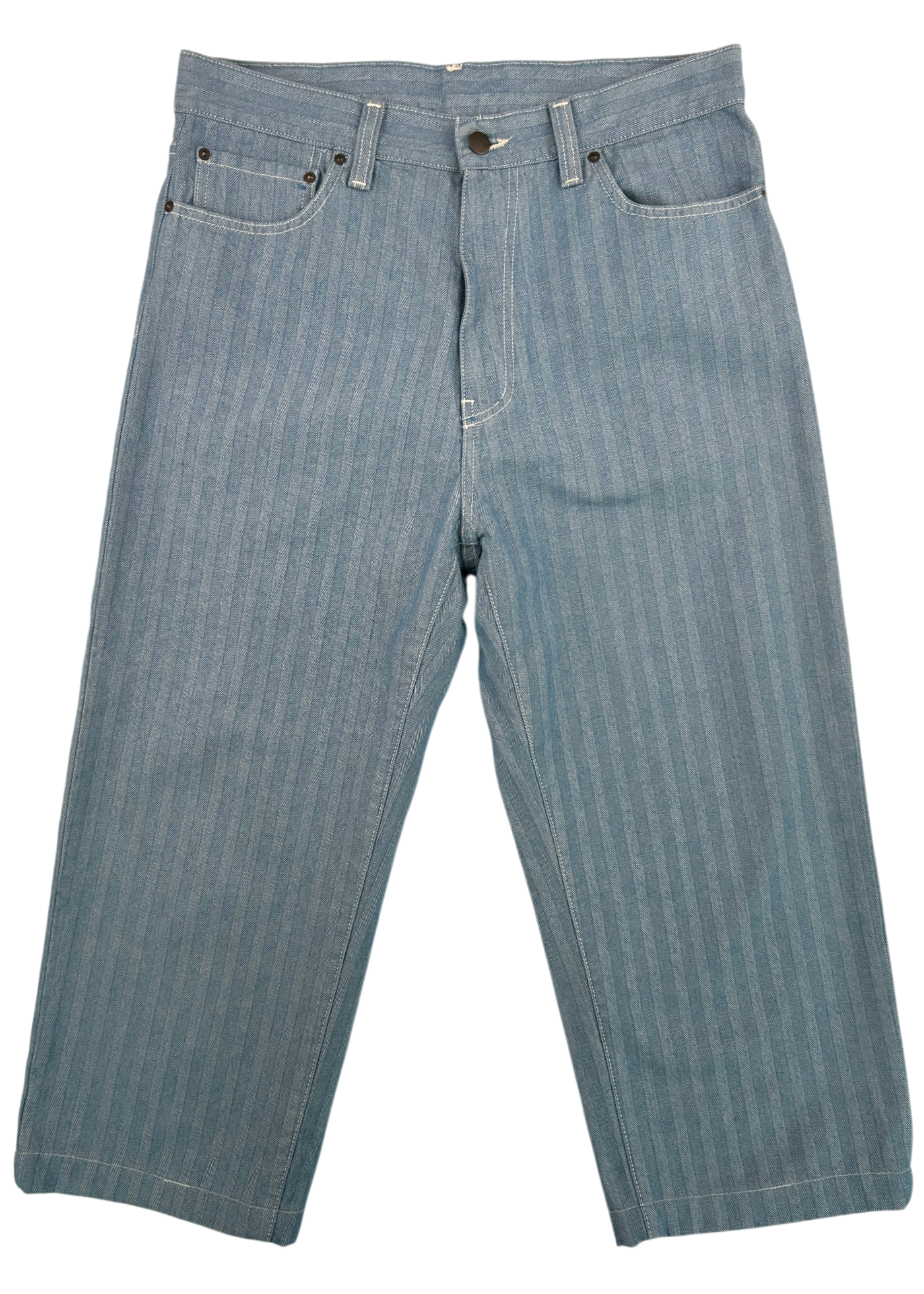 CARHARTT WIP (NWT) Light Wash Herringbone Stripe Straight Leg Jeans