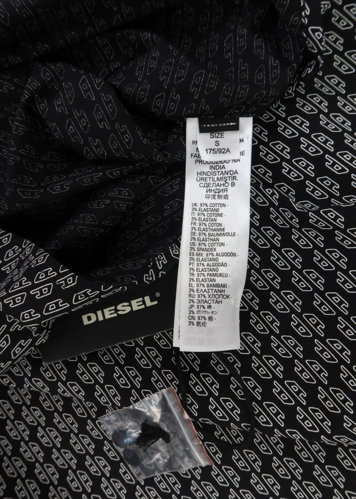 DIESEL Black/White Cotton Logo Shirt