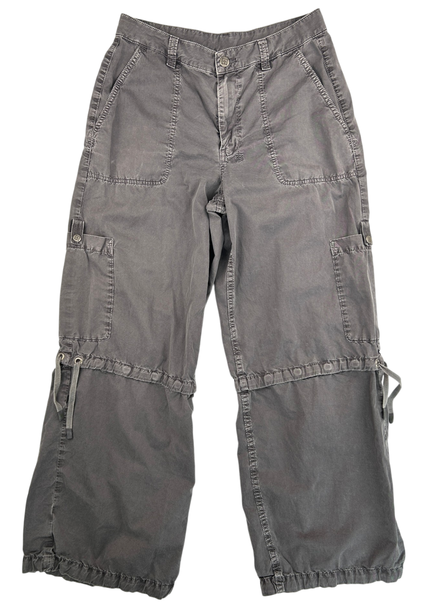 KSUBI (AS IS) Washed Grey Cotton Twill Wide Leg Pants