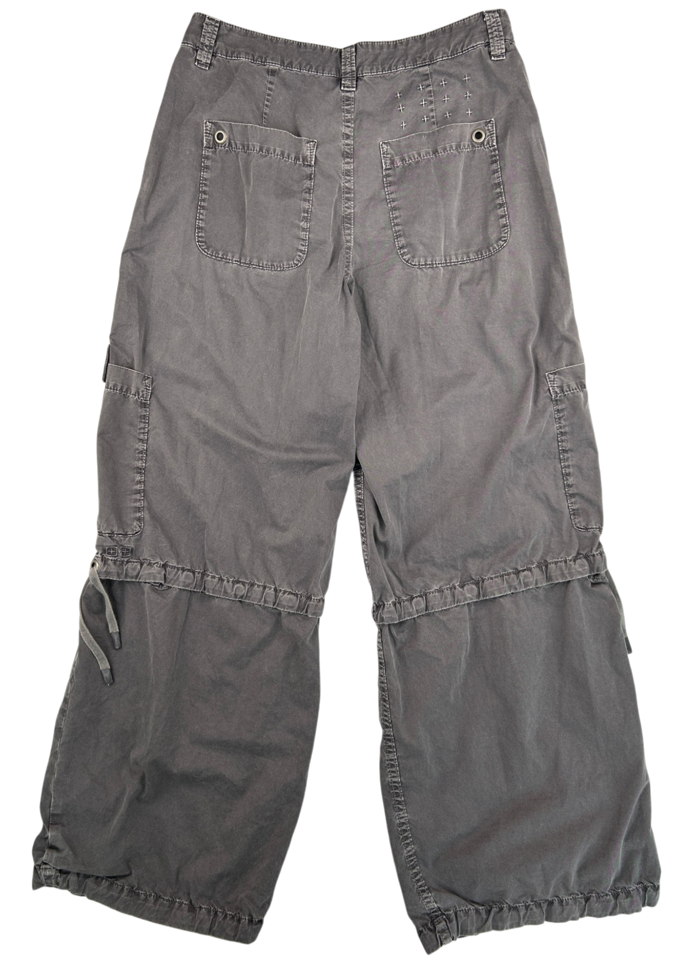 KSUBI (AS IS) Washed Grey Cotton Twill Wide Leg Pants