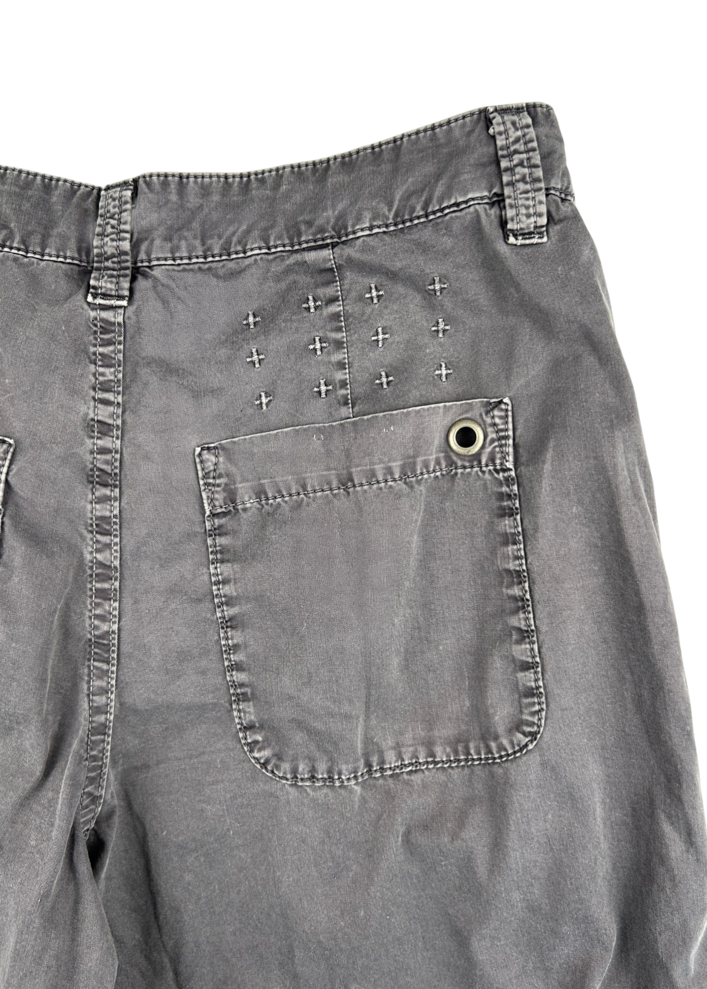 KSUBI (AS IS) Washed Grey Cotton Twill Wide Leg Pants