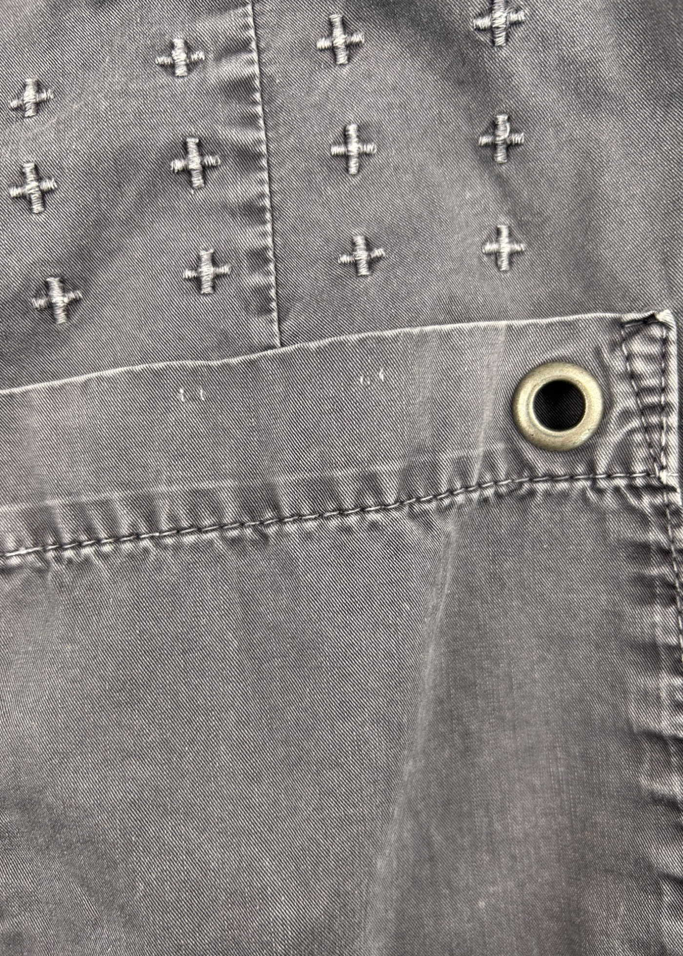 KSUBI (AS IS) Washed Grey Cotton Twill Wide Leg Pants