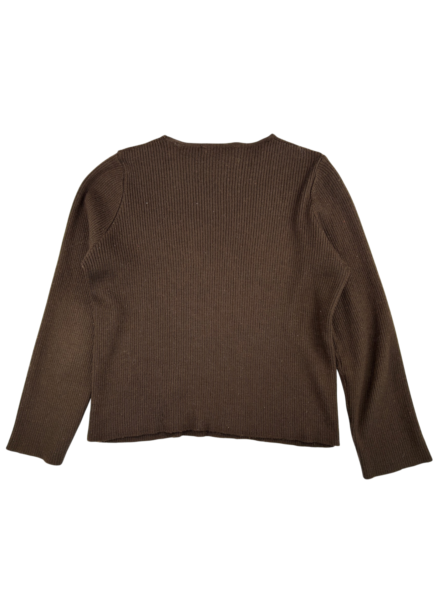 ALAIN MANOUKIAN (AS IS) Brown Wool Blend Rib Zipper Chest Jumper