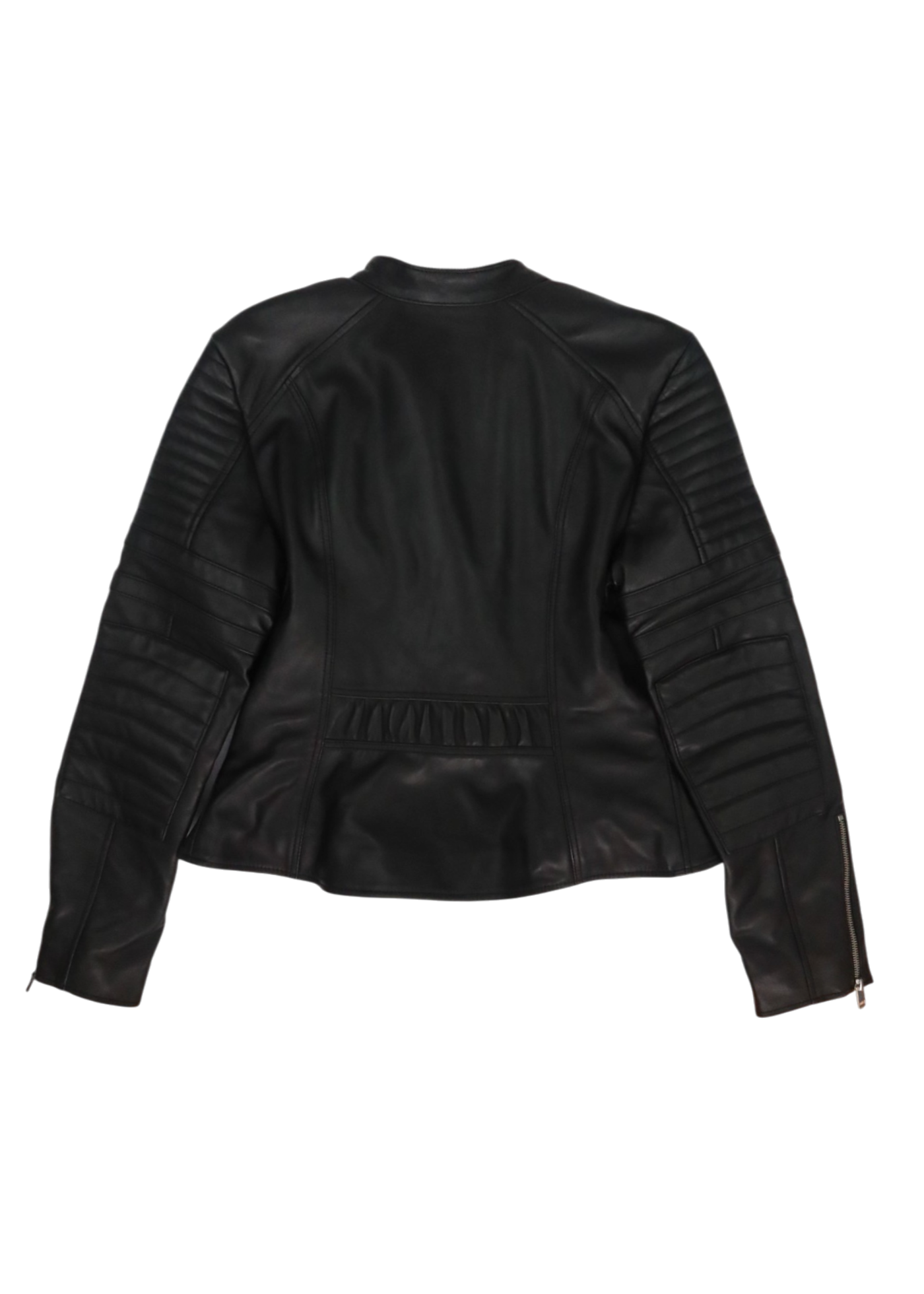 DIESEL (NWT) Black Leather Biker Buckle Zip Jacket