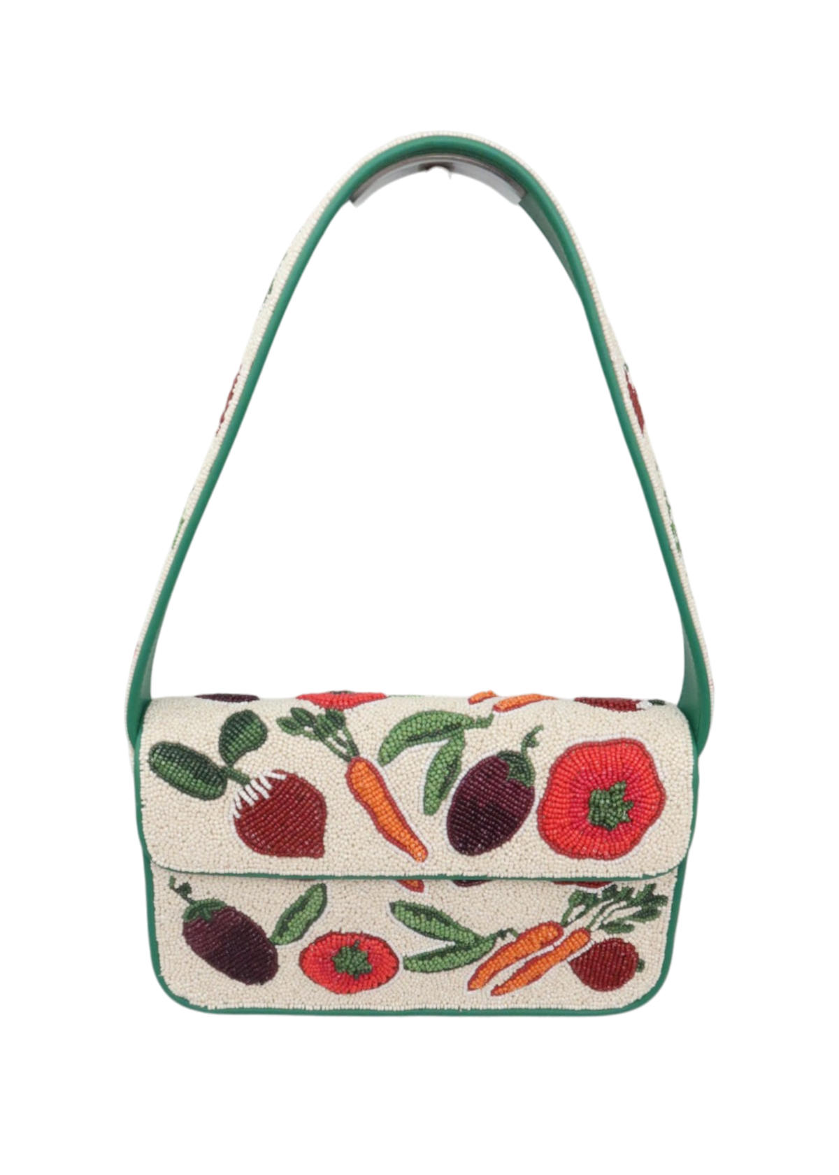 STAUD 'Tommy' White/Multicoloured Beaded Vegetable Shoulder Bag
