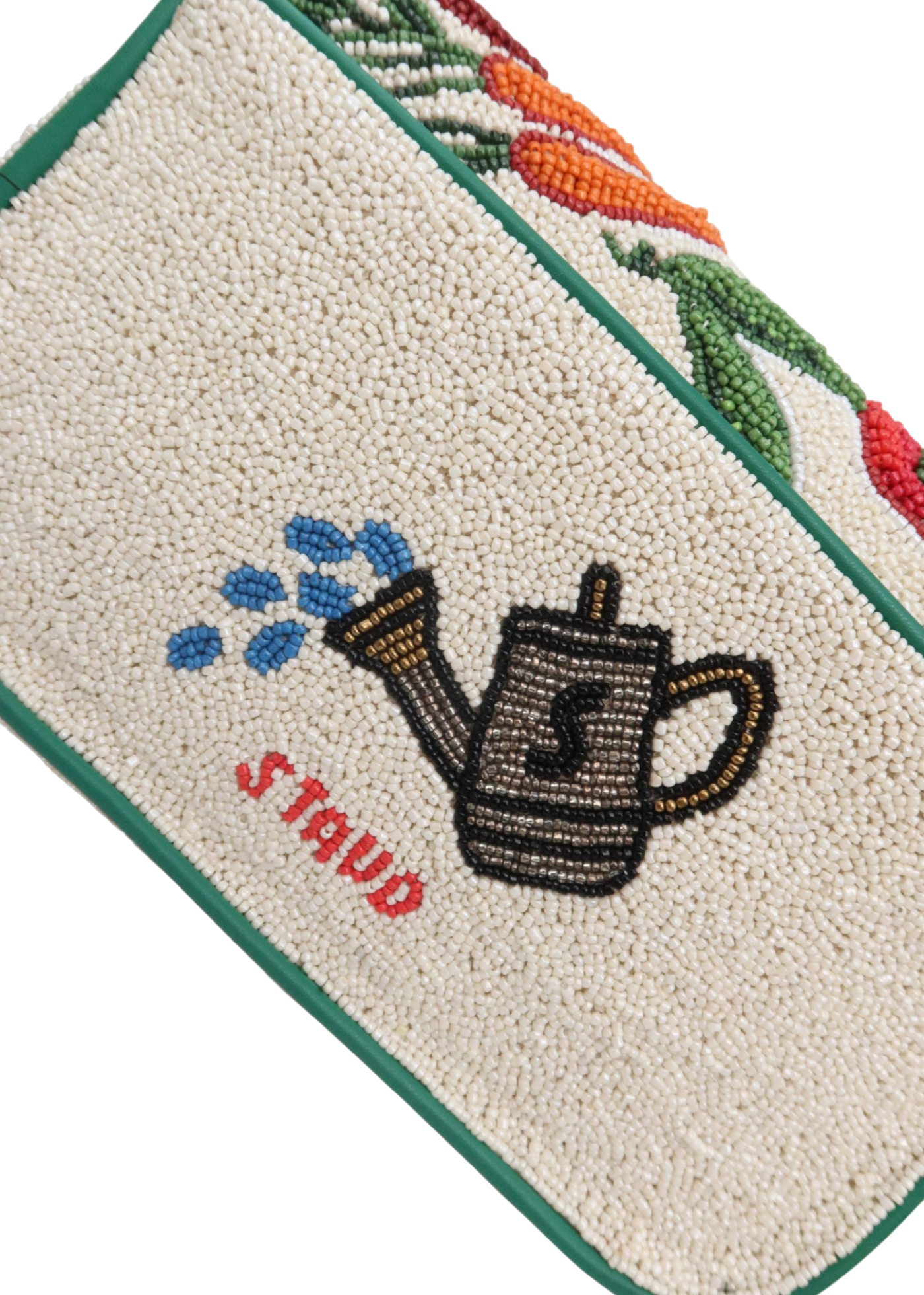 STAUD 'Tommy' White/Multicoloured Beaded Vegetable Shoulder Bag
