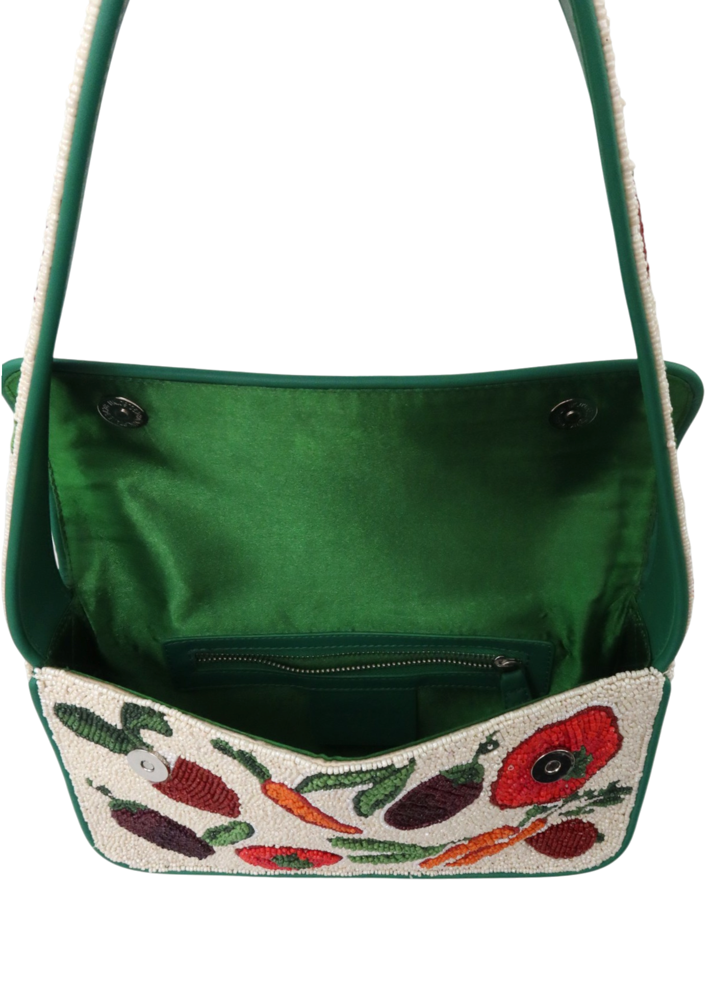 STAUD 'Tommy' White/Multicoloured Beaded Vegetable Shoulder Bag