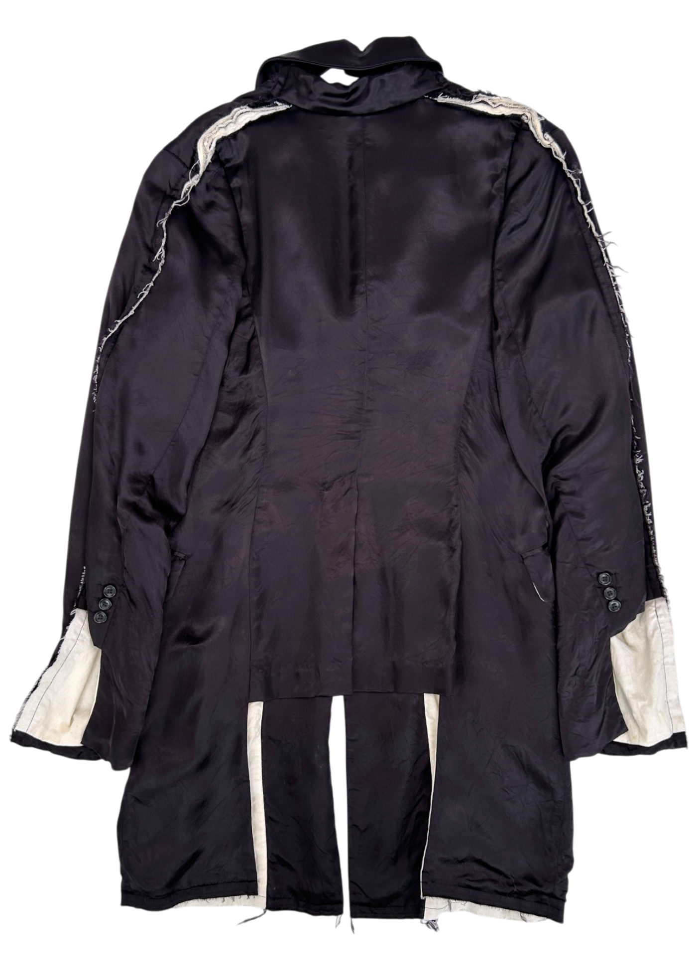 COMME DES GARCONS (AS IS) SS2018 Satin Distressed Edge Longline Coat