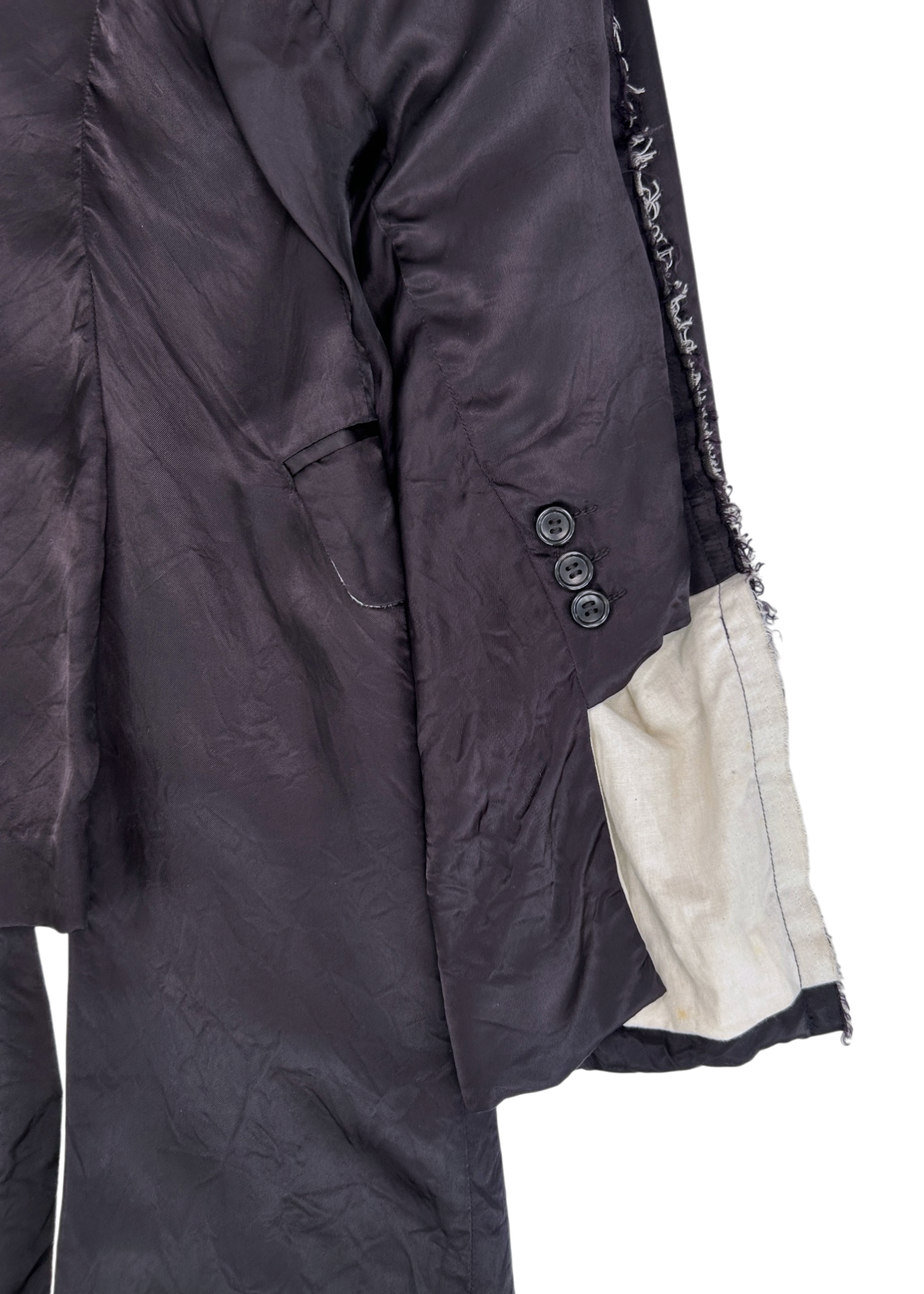 COMME DES GARCONS (AS IS) SS2018 Satin Distressed Edge Longline Coat