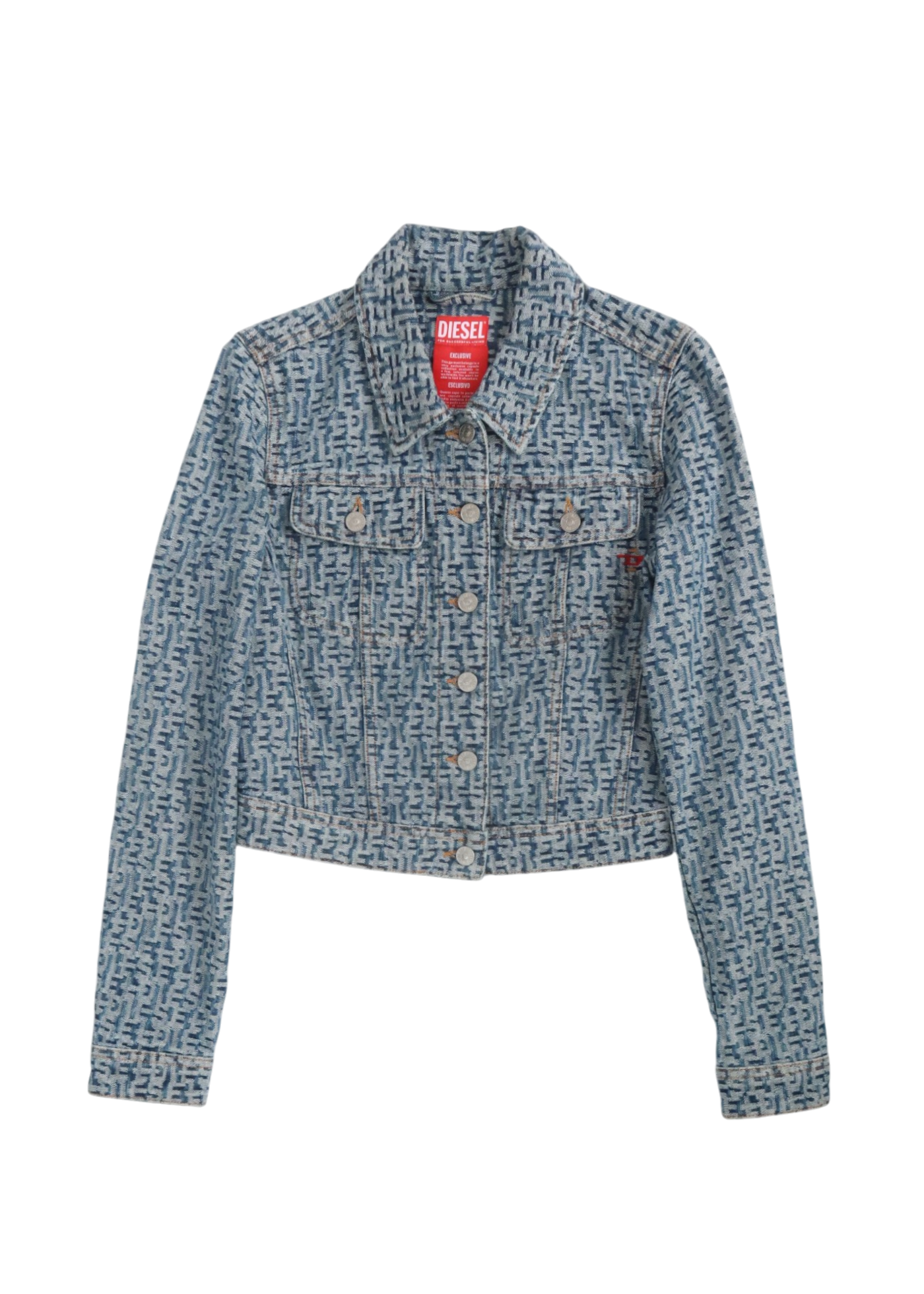 DIESEL Blue Logo Jacquard Denim Jacket