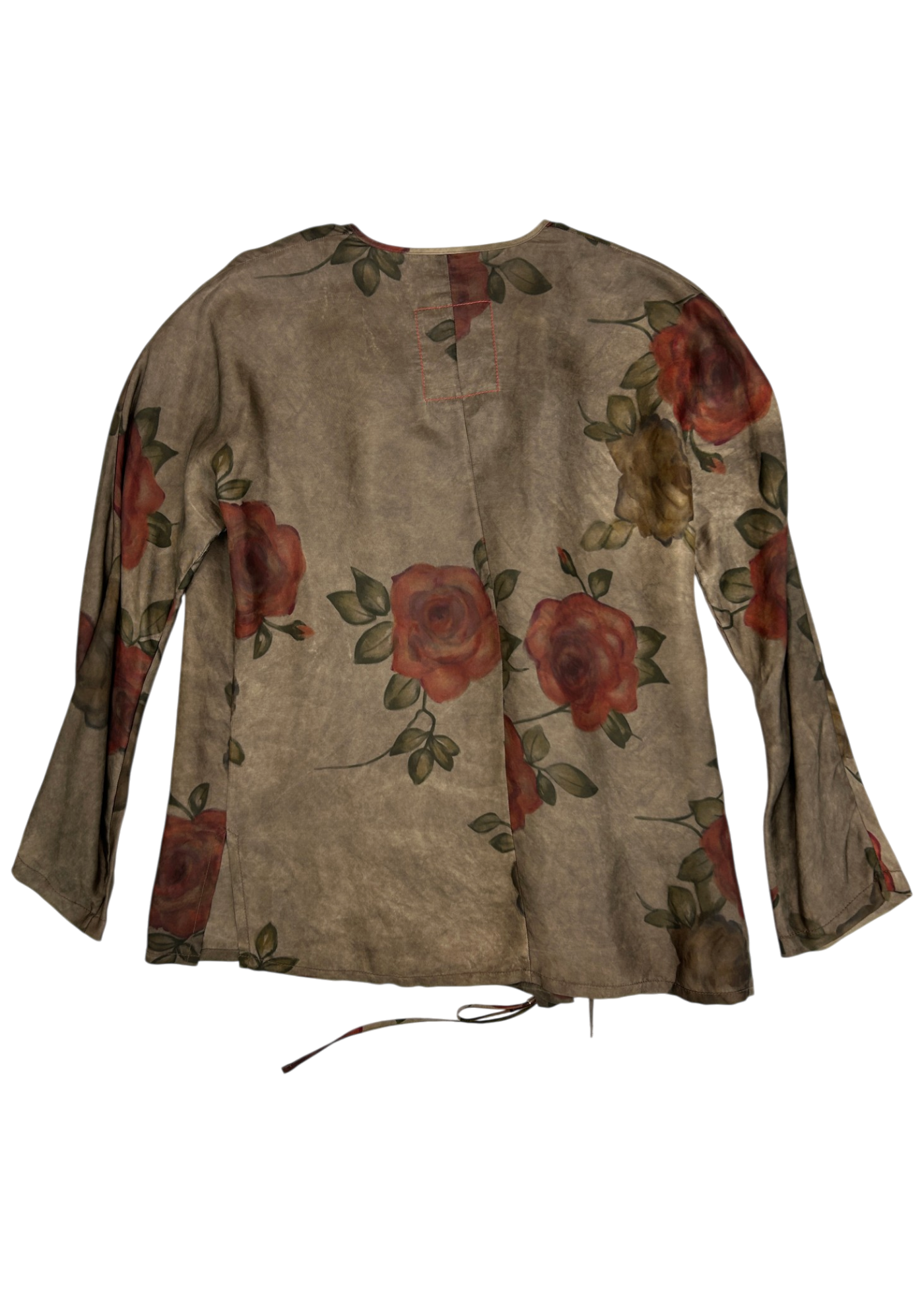 UMA WANG S/S 2023 'Thyme' Olive Green Rose Side Tie Blouse