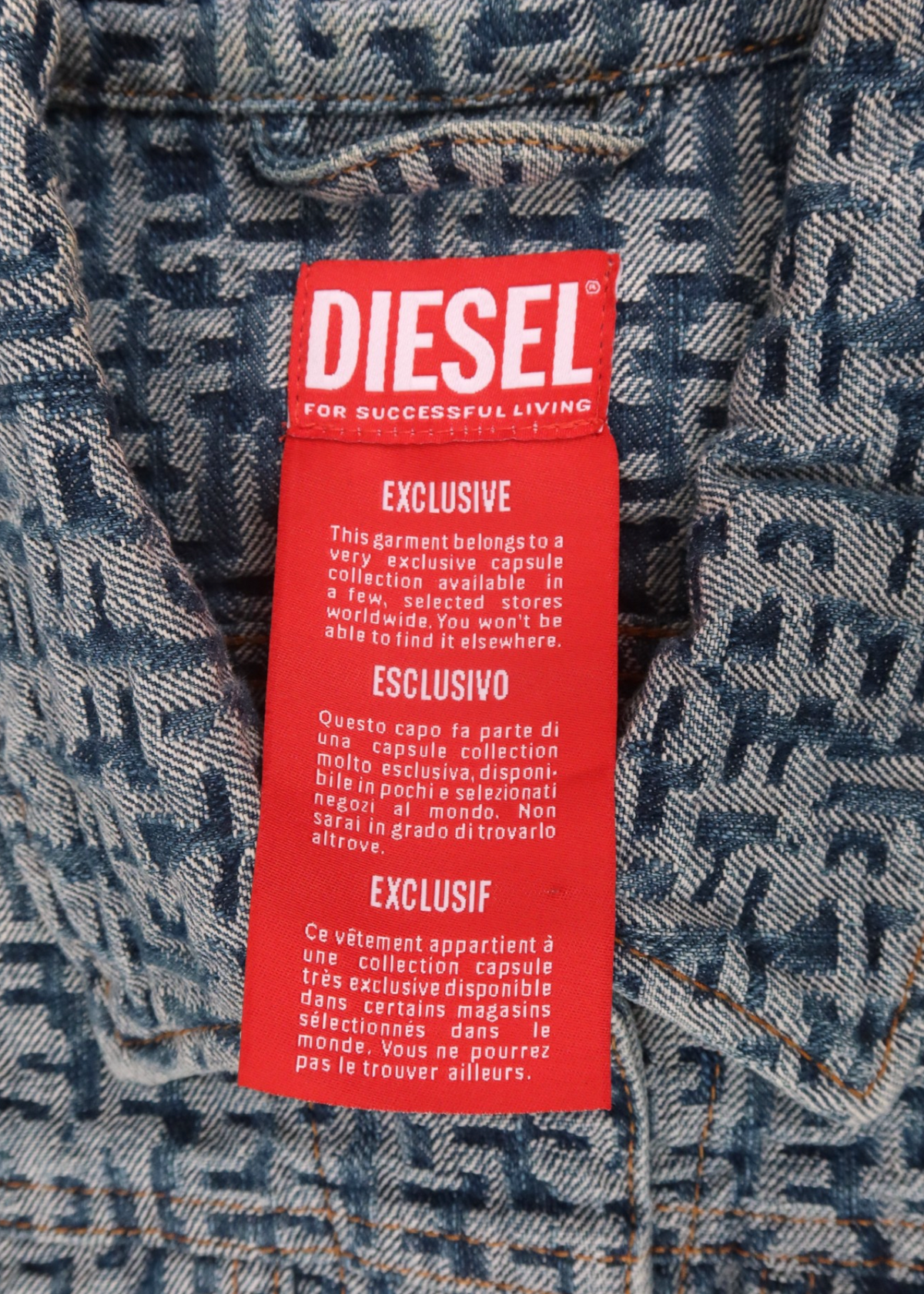 DIESEL Blue Logo Jacquard Denim Jacket