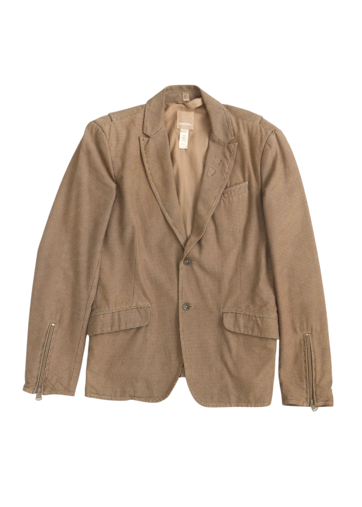 DIESEL VINTAGE Beige Micro Houndstooth Cotton Blazer