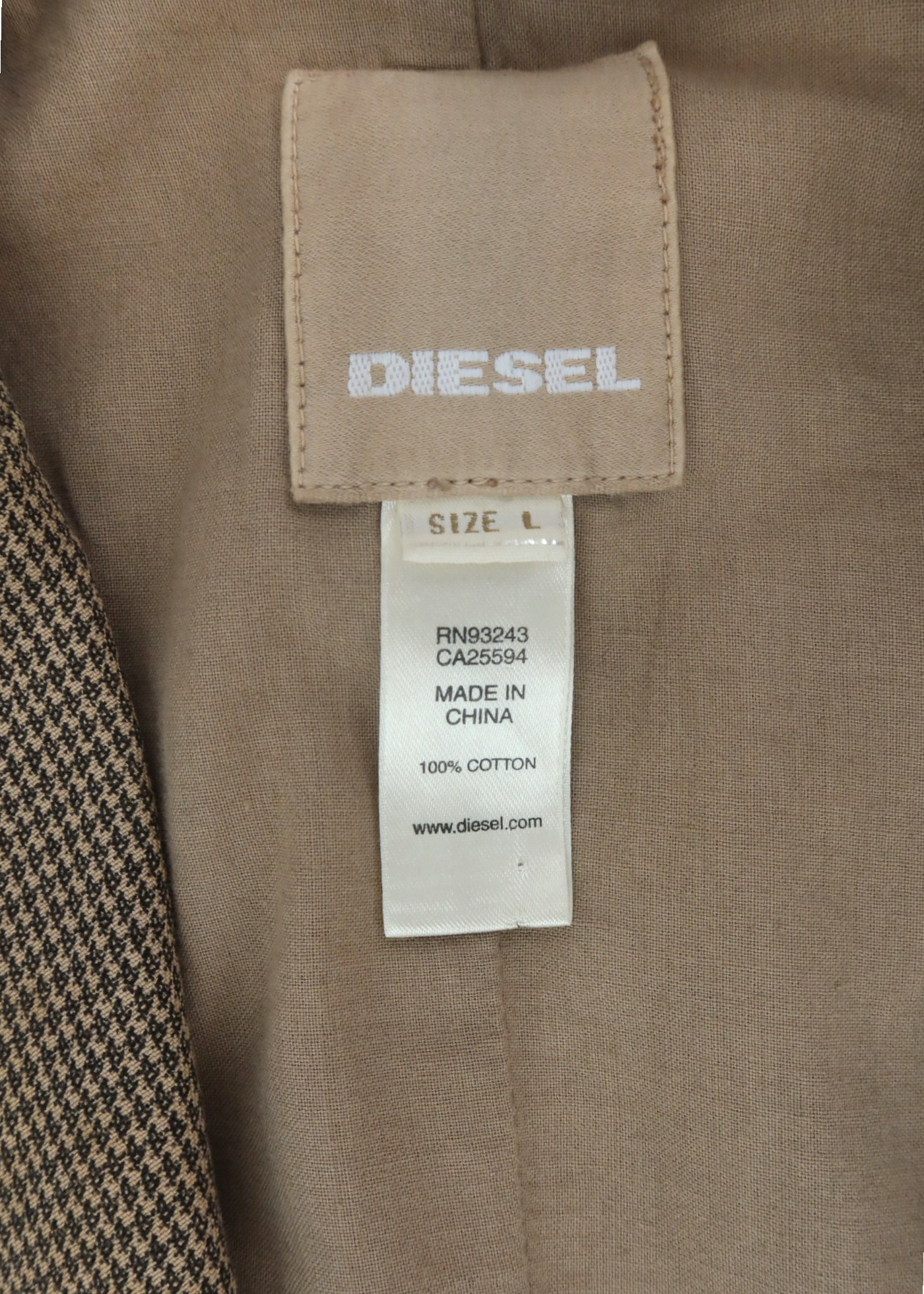 DIESEL VINTAGE Beige Micro Houndstooth Cotton Blazer