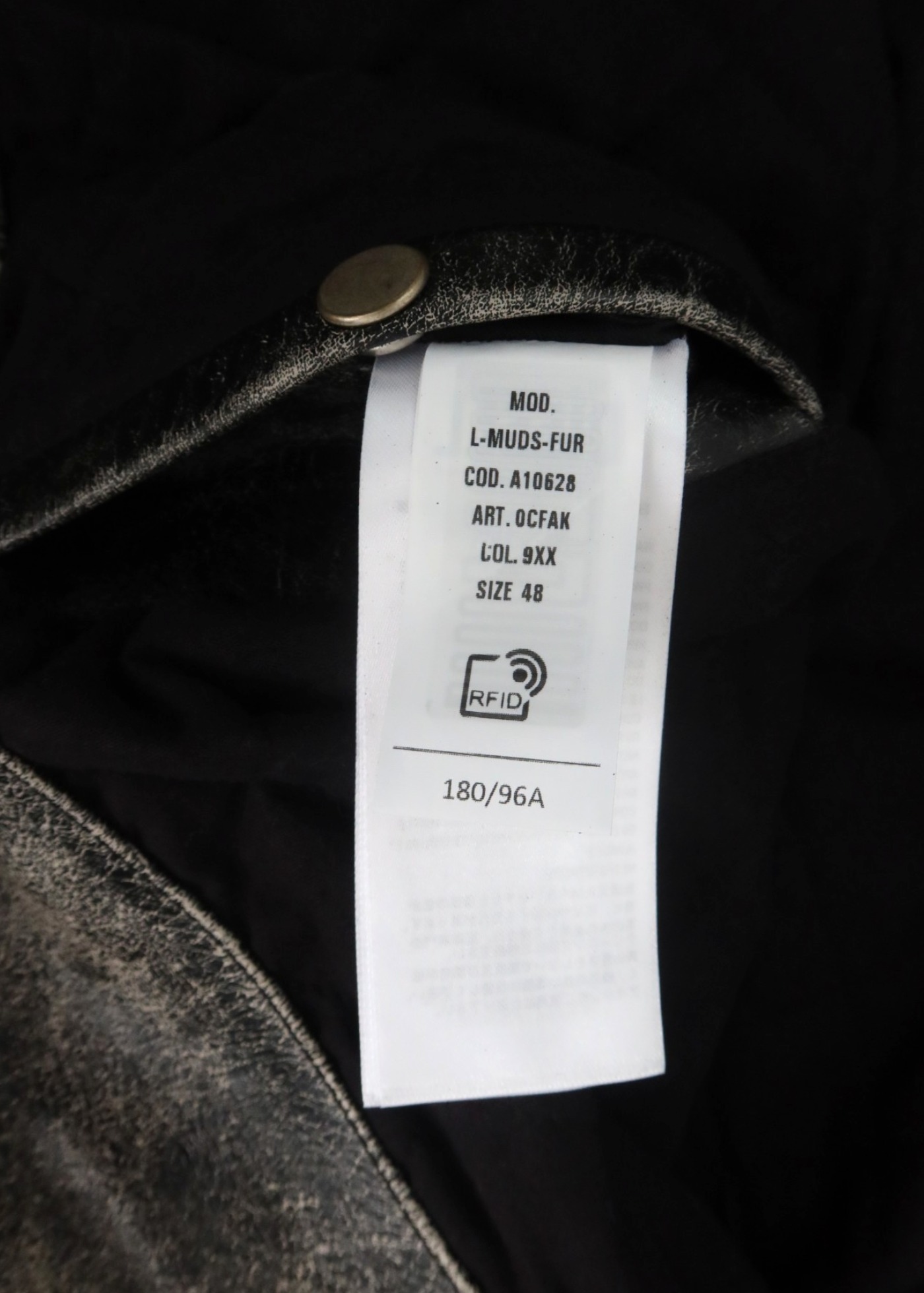 DIESEL (AS IS) 'L-Muds-Fur' Black Distressed Cowhide Jacket