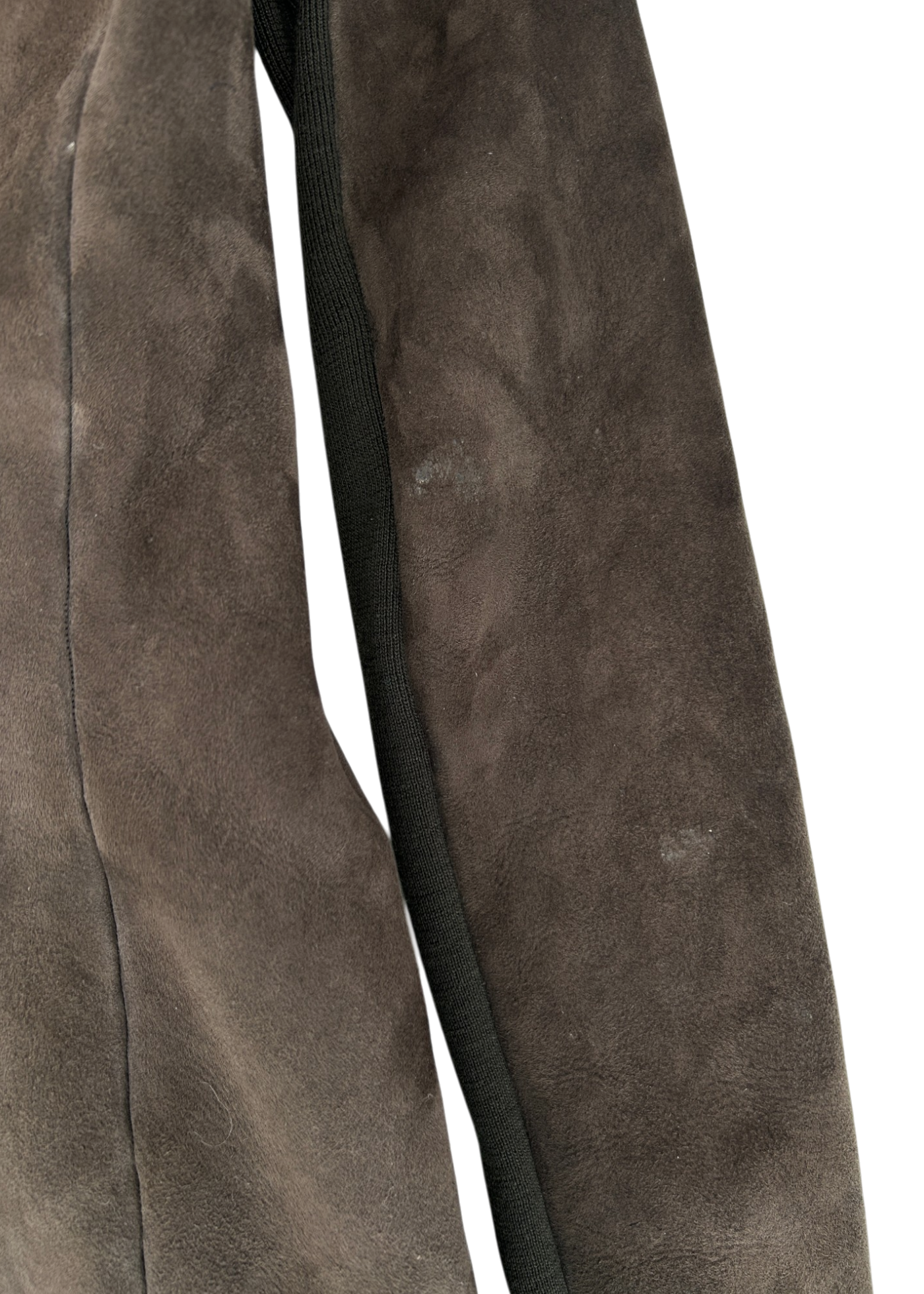 RICK OWENS Brown Suede Lamb Leather Shearling Wrap Jacket