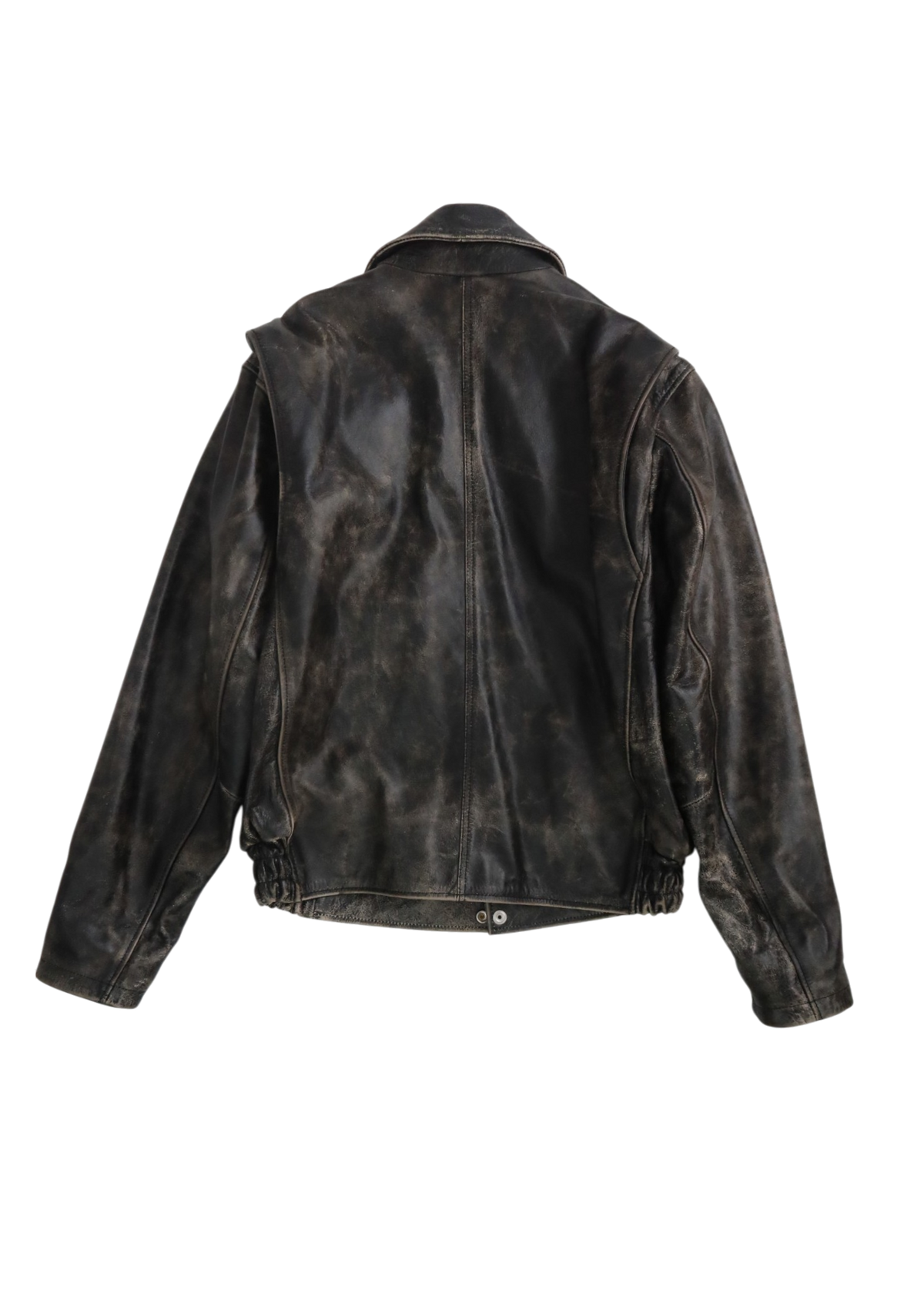 DIESEL (AS IS) 'L-Muds-Fur' Black Distressed Cowhide Jacket