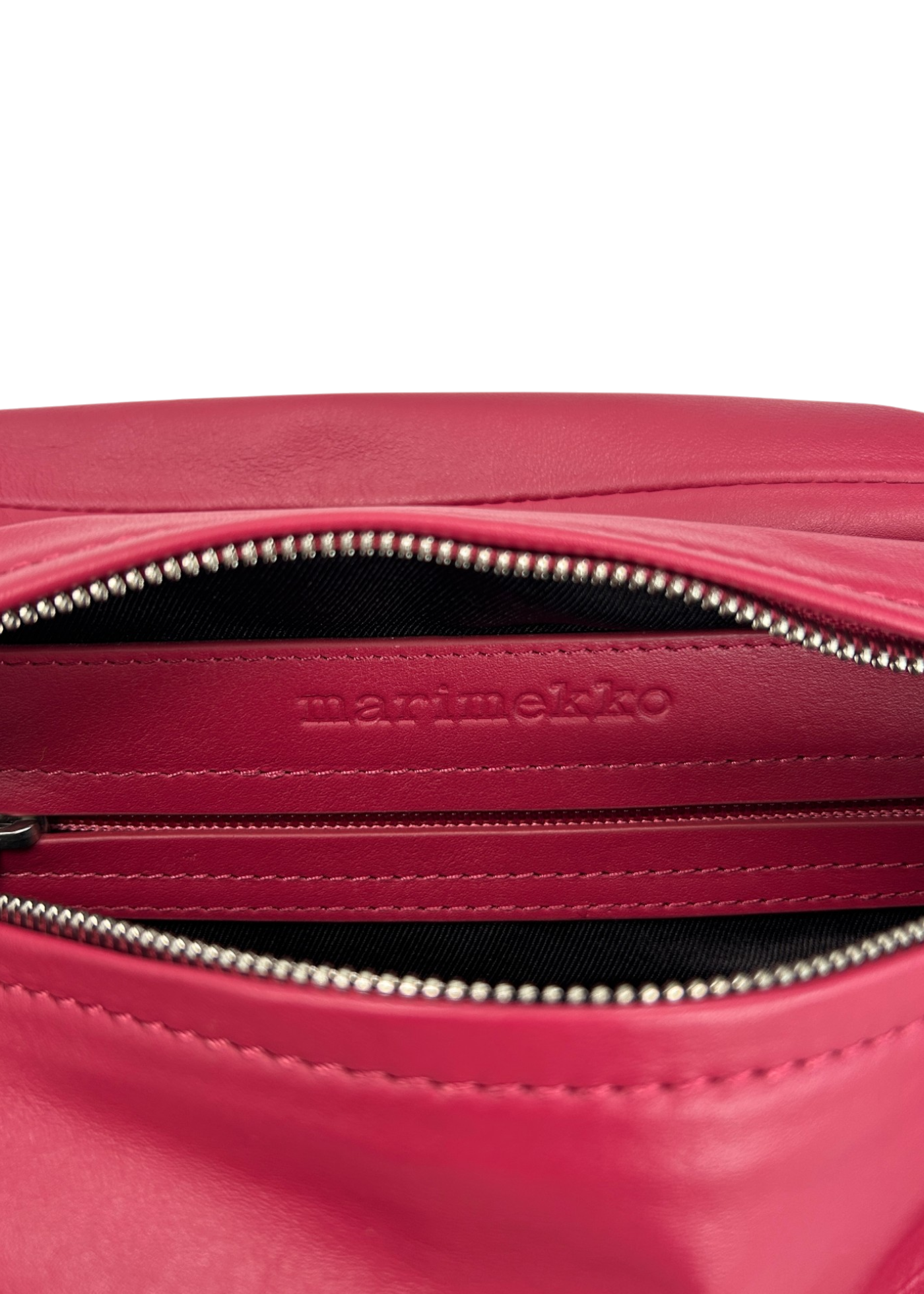MARIMEKKO 'Karla' Lipstick Red Leather Gathered Crescent Bag
