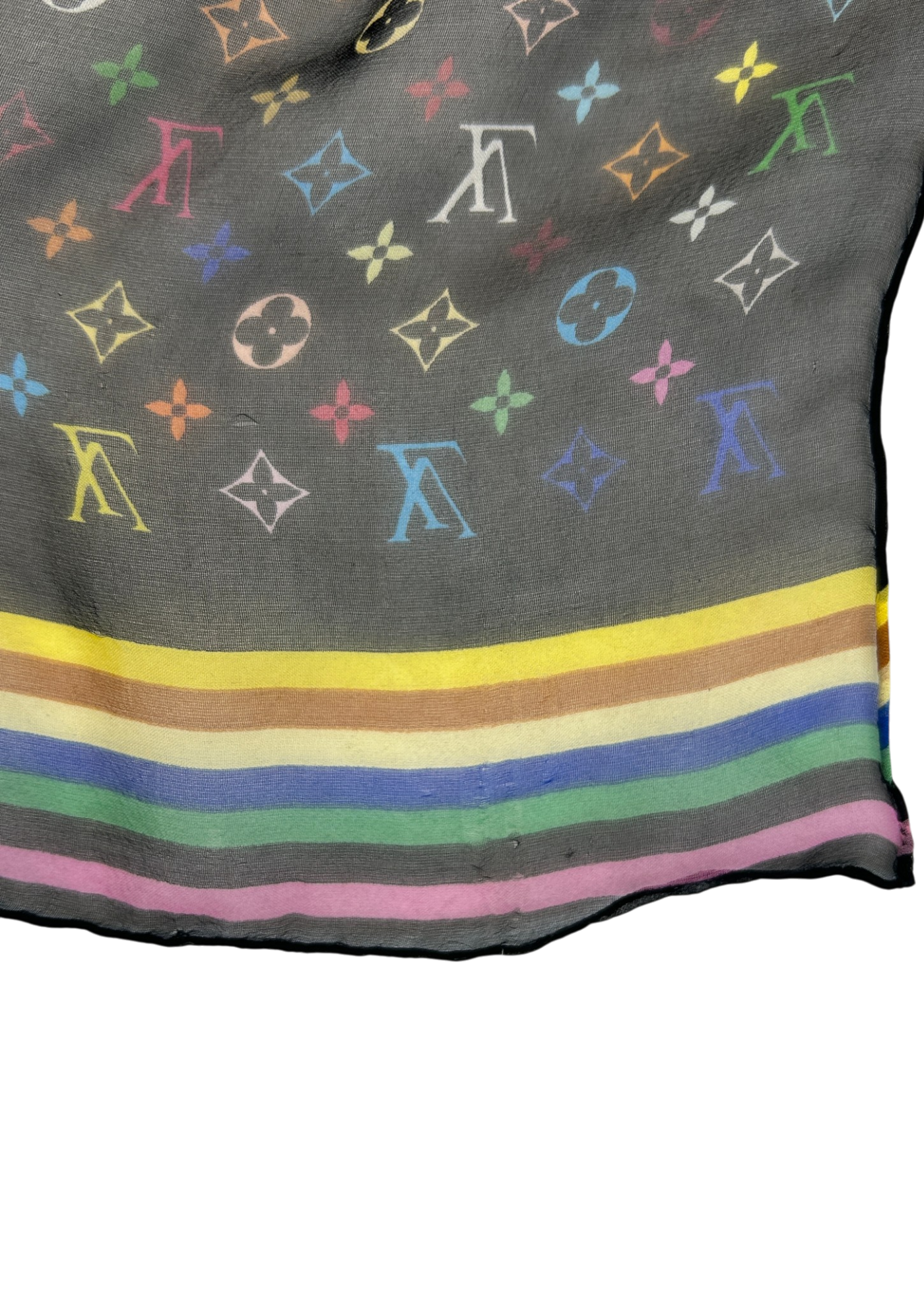 LOUIS VUITTON (AS IS) x Takashi Murakami Silk Monogram Scarf w Box
