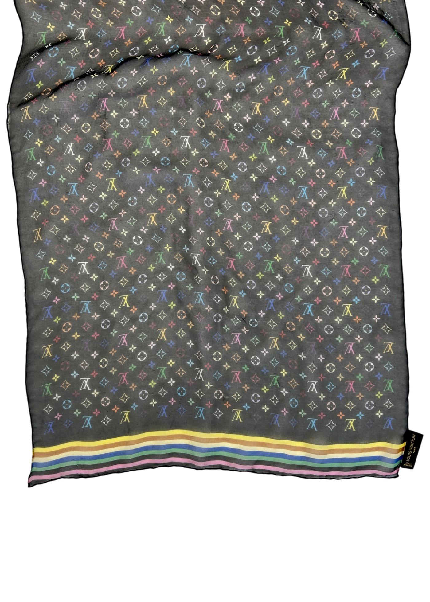 LOUIS VUITTON (AS IS) x Takashi Murakami Silk Monogram Scarf w Box