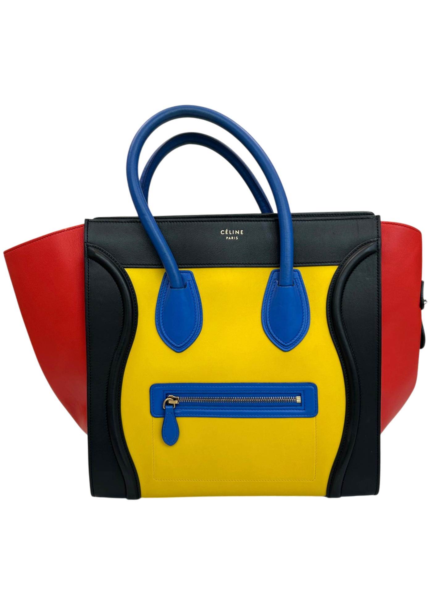 CELINE (AS IS) S/S 2014 Colourblock Smooth Leather Luggage Tote