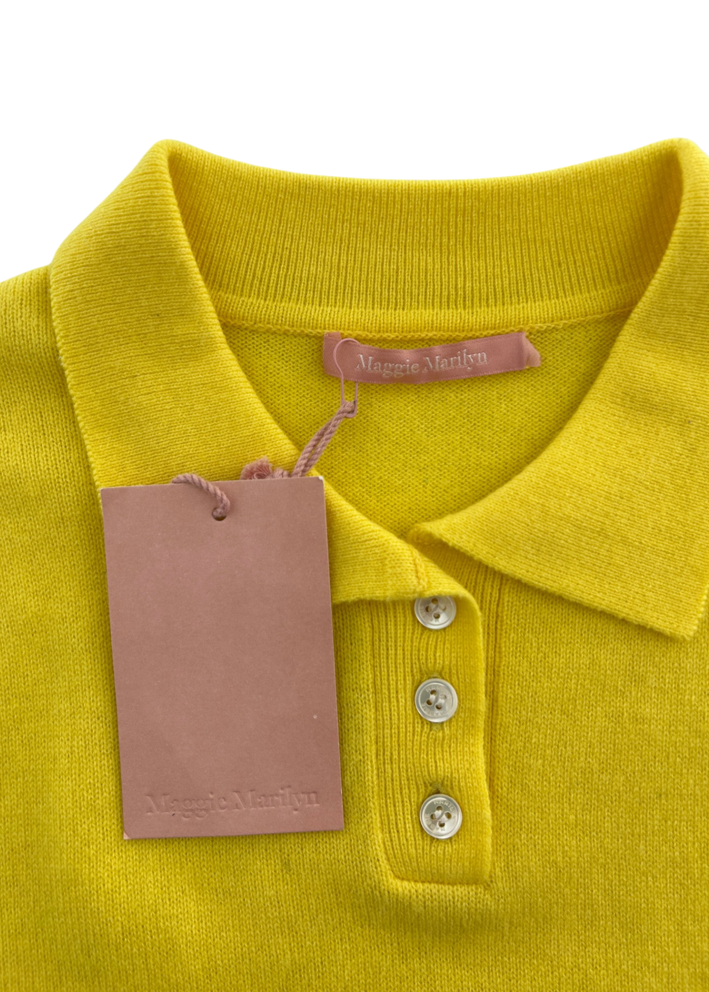MAGGIE MARILYN (NWT) Canary Yellow Cashmere/Wool Polo Top