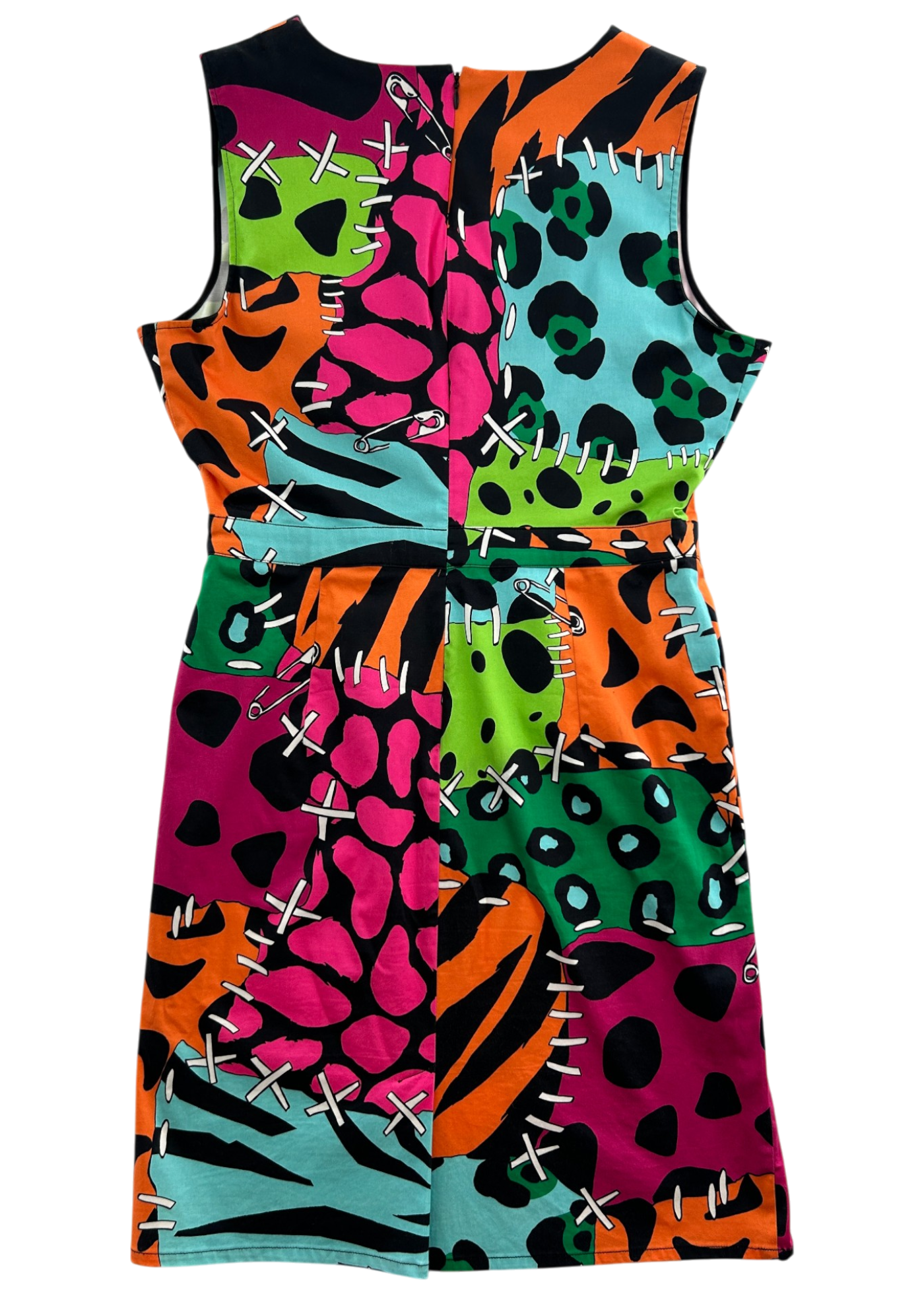 MOSCHINO CHEAP & CHIC Stitch Safetypin Patchwork Print Dress