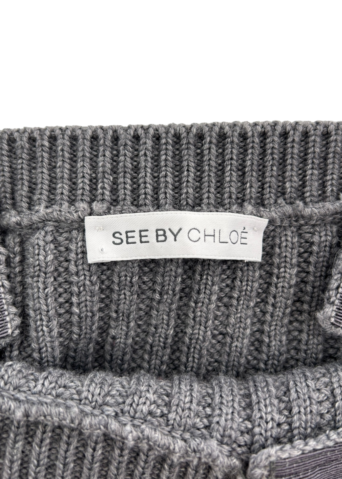 SEE BY CHLOE Grey Knit Overall Mini Dress