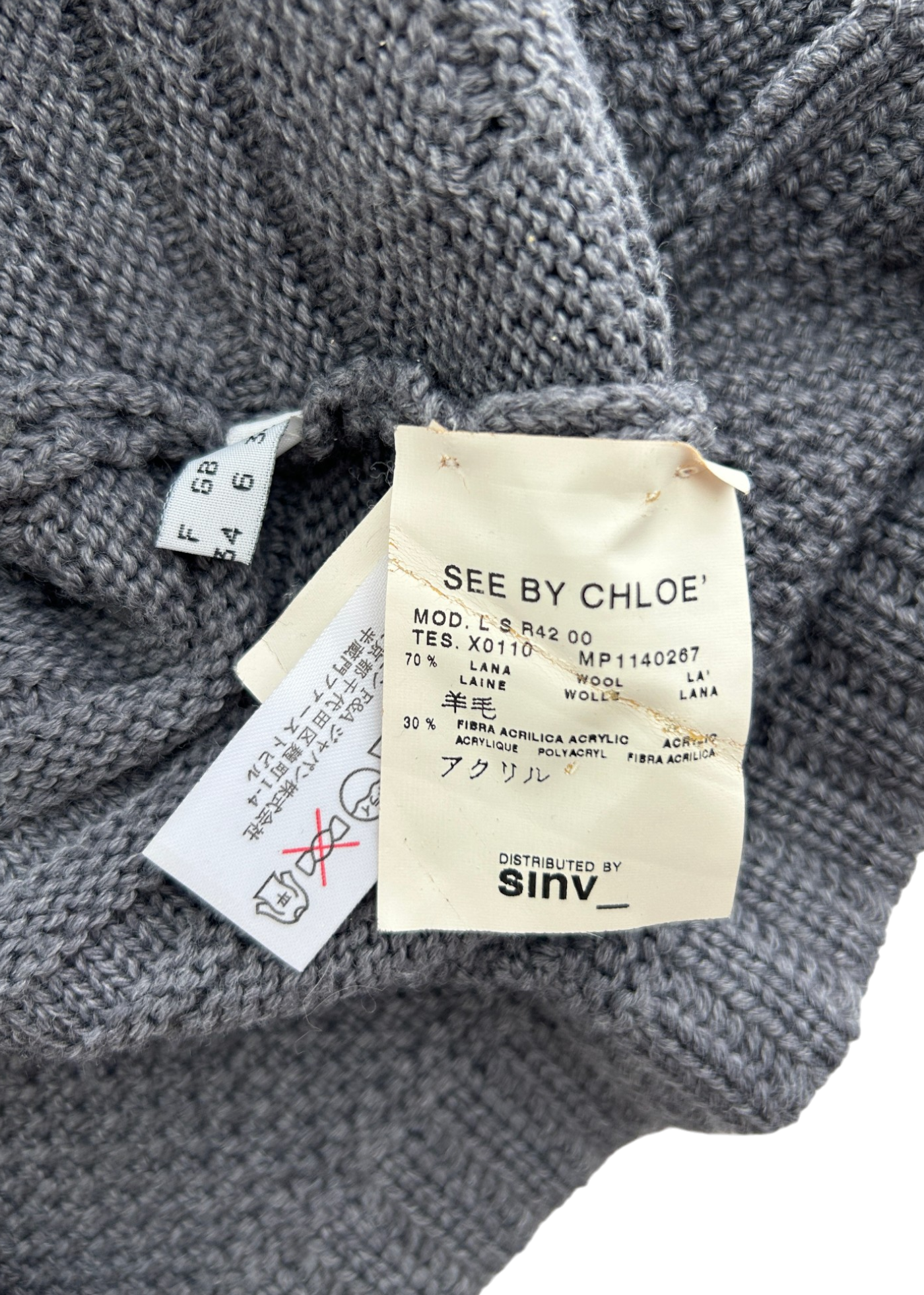 SEE BY CHLOE Grey Knit Overall Mini Dress