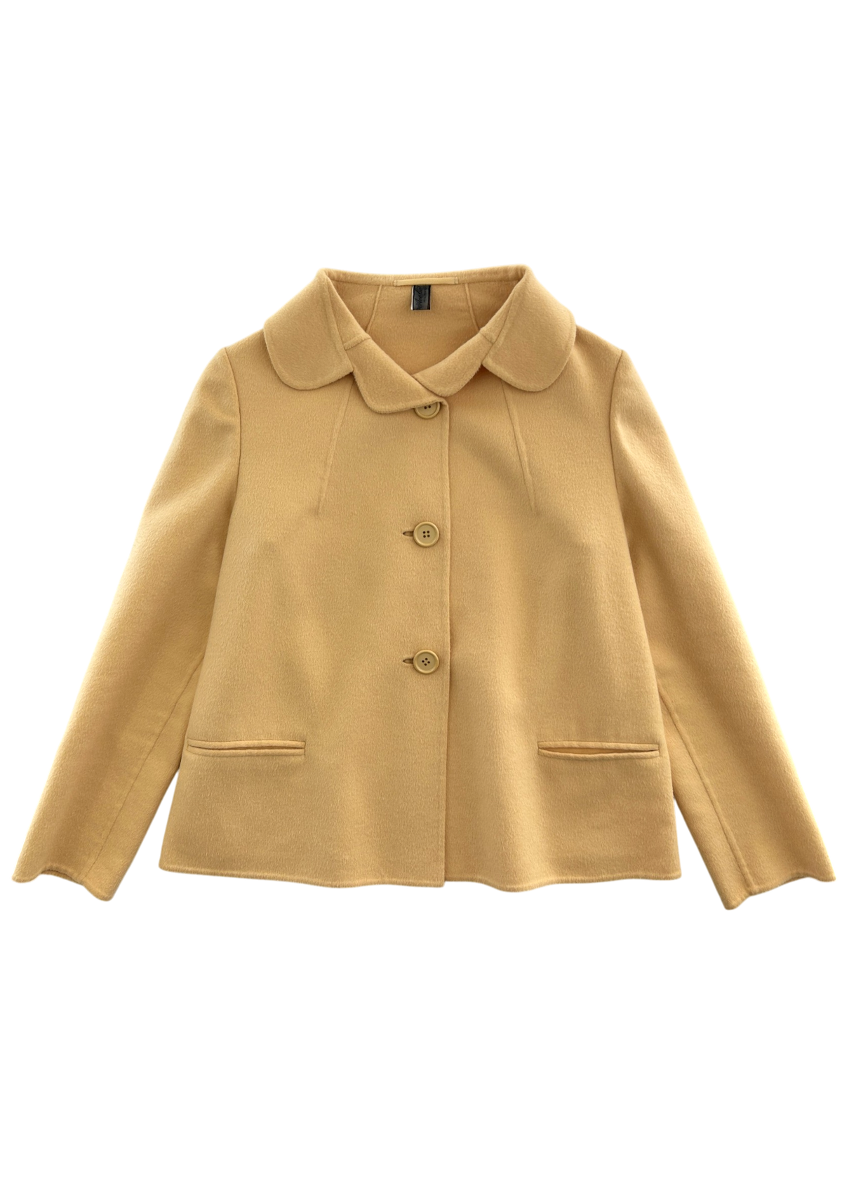 ROBERTO AVOLIO Wool/Cashmere Sorbet Yellow Peter Pan Collar Jacket