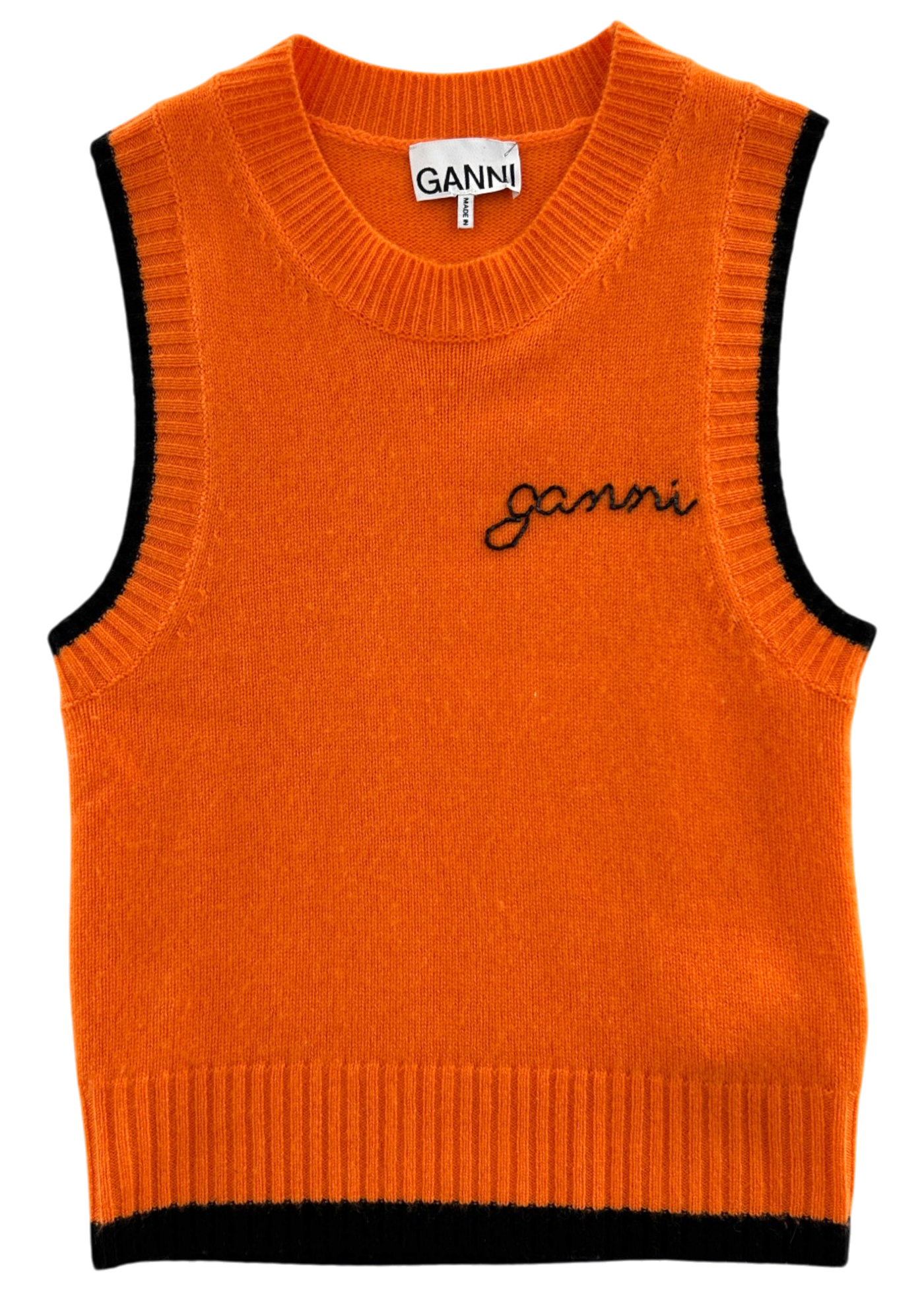 GANNI Cashmere Blend Beaded Logo Vest