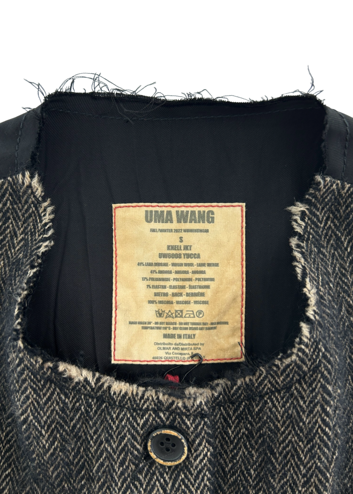 UMA WANG 2022 'Knell' Herringbone Tweed Waistcoat